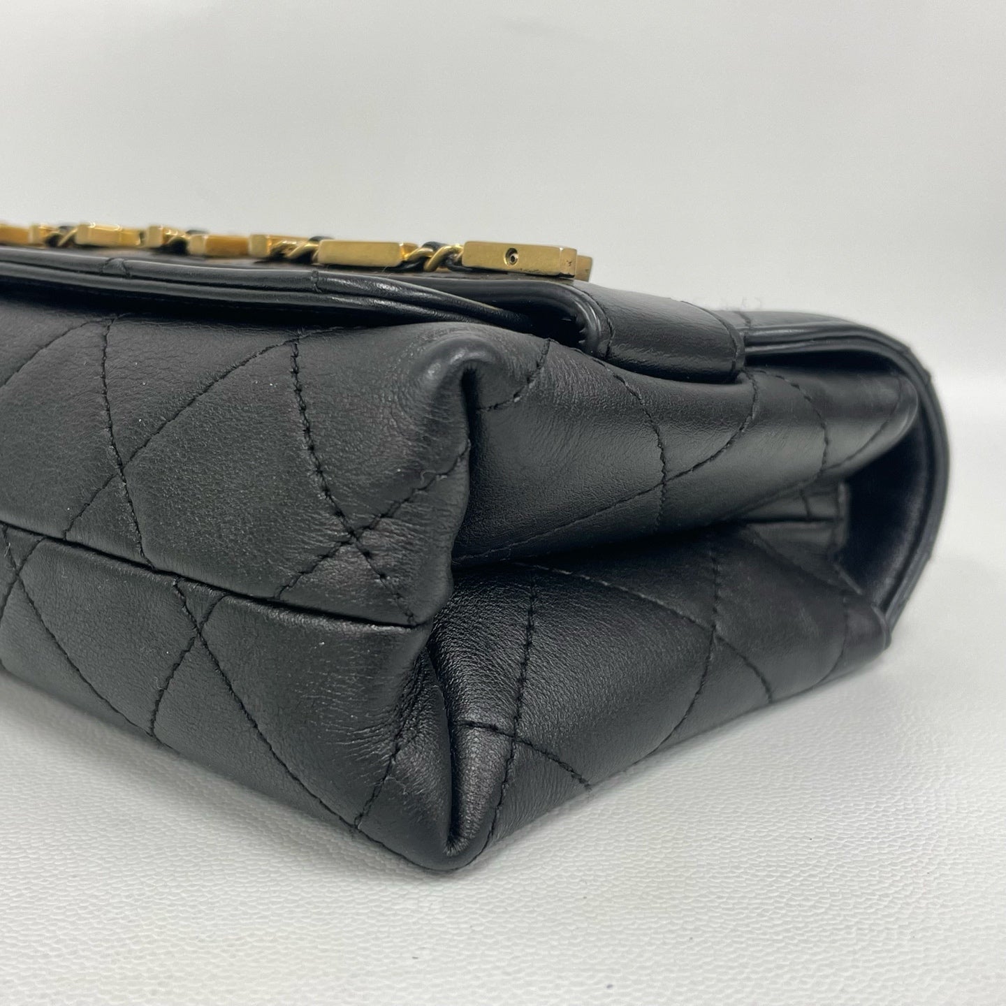 Chanel - Chanel Lettering Flap Bag - Lambskin leather - Black with Gold-Tone Hardware - (small)