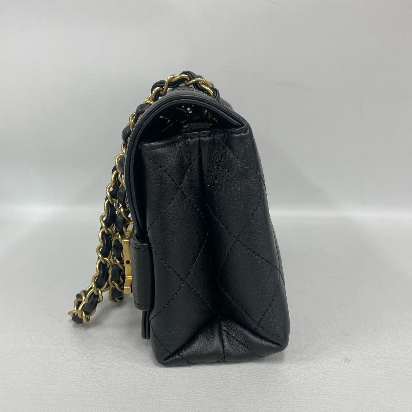 Chanel - Chanel Lettering Flap Bag - Lambskin leather - Black with Gold-Tone Hardware - (small)