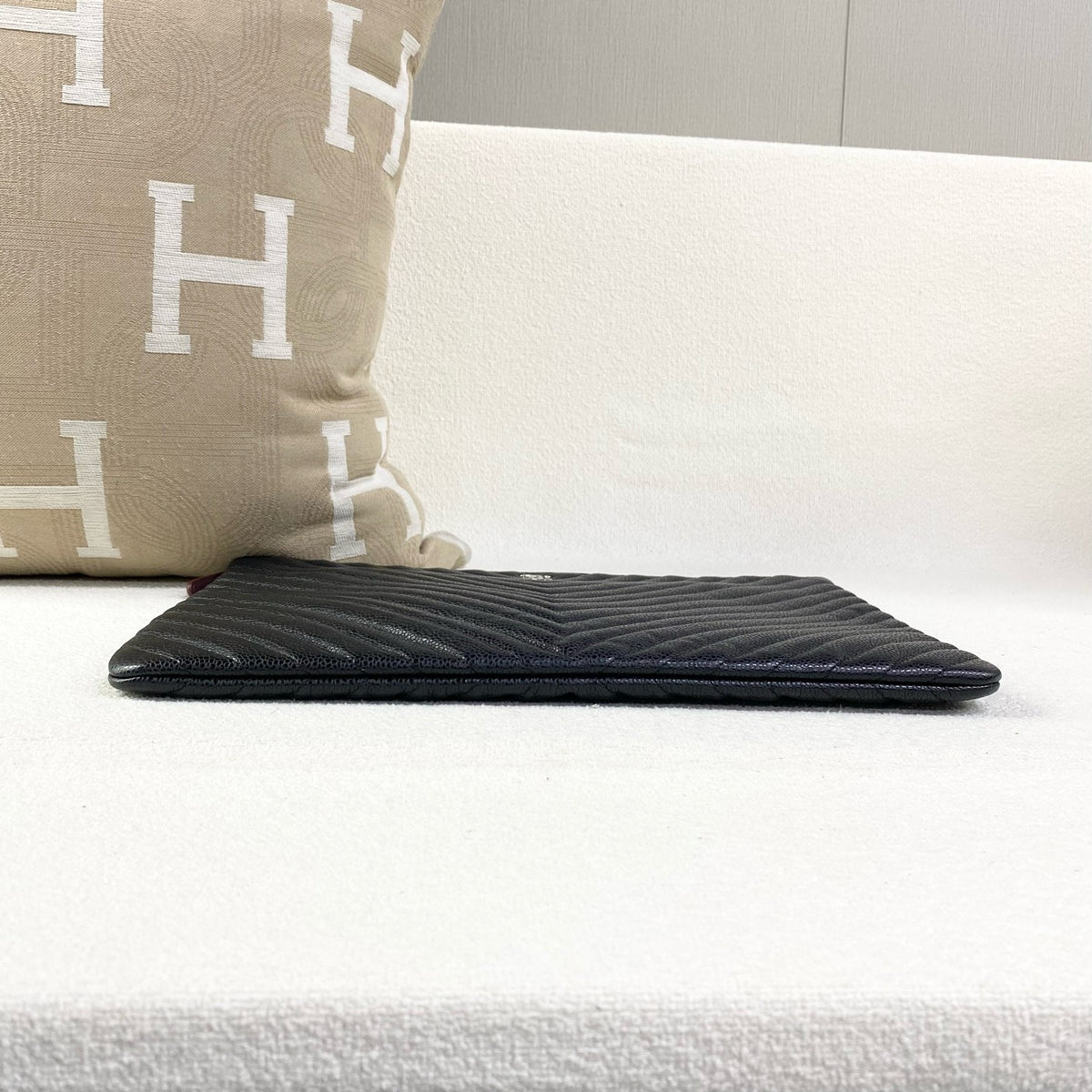 Chanel - Chevron Clutch - Leather - Black