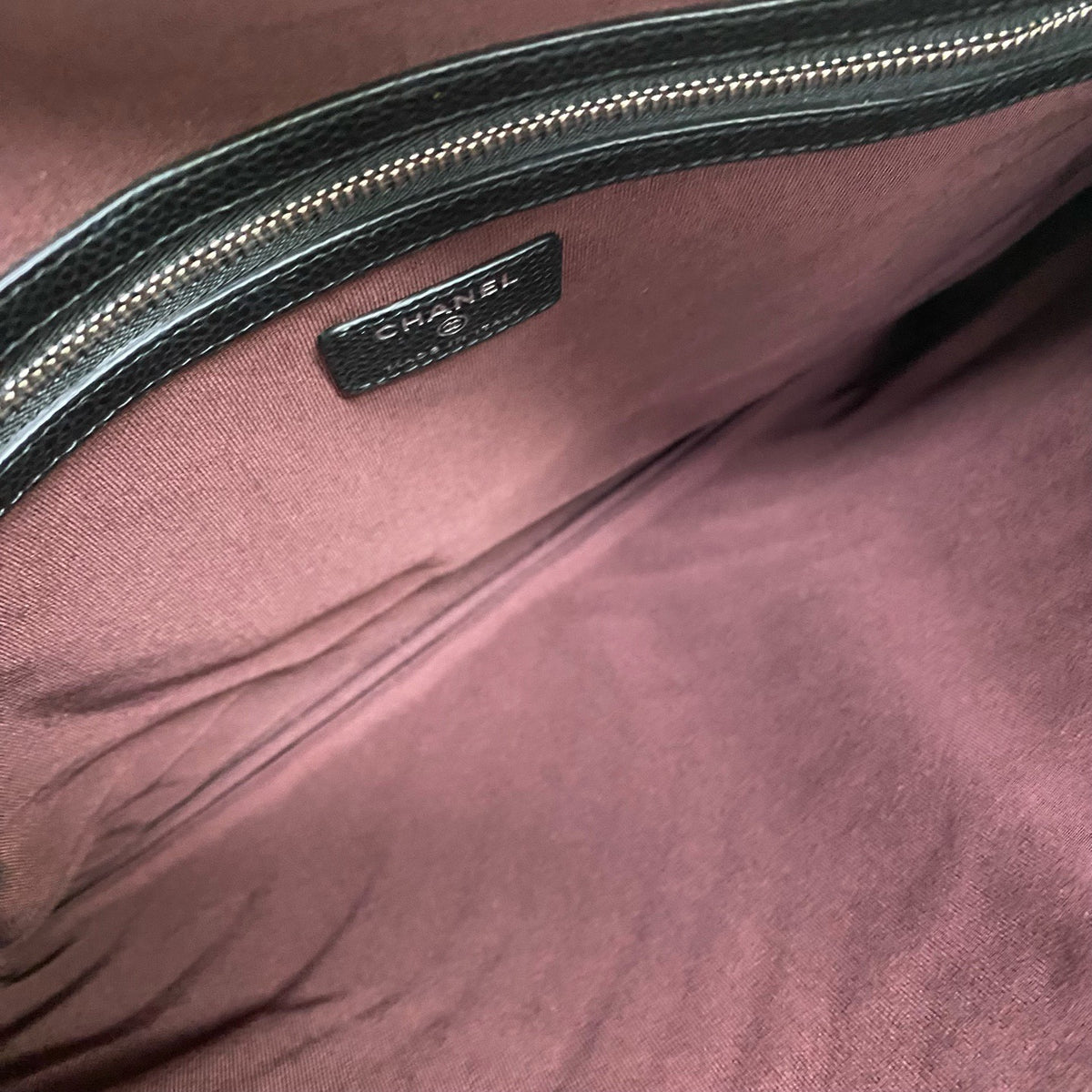Chanel - Chevron Clutch - Leather - Black