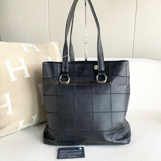 Chanel - Chocolate Bar Tote Bag - Leather - Black - (Other)