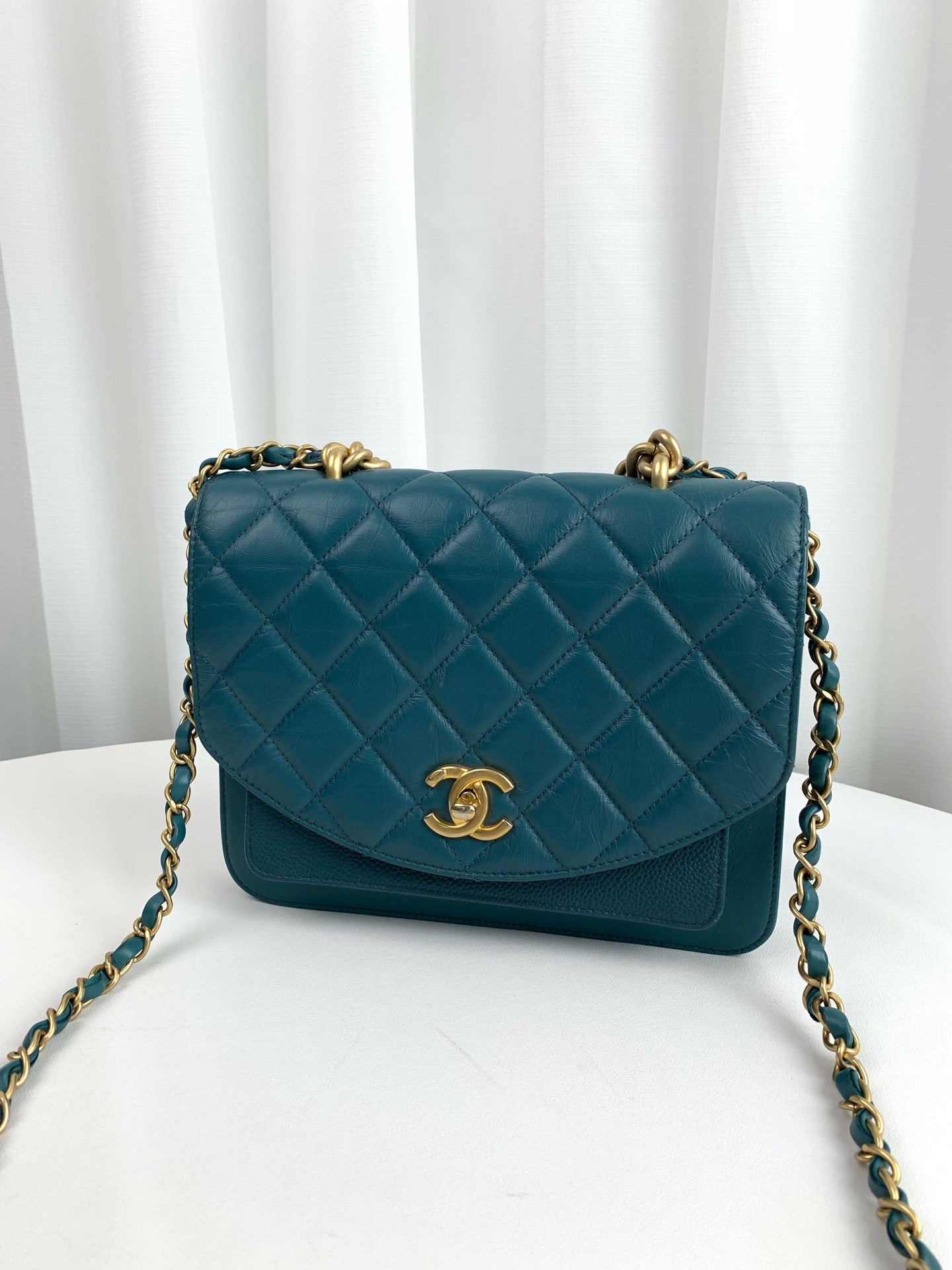 Chanel - Classic Accordion - Leather - Green - (medium)