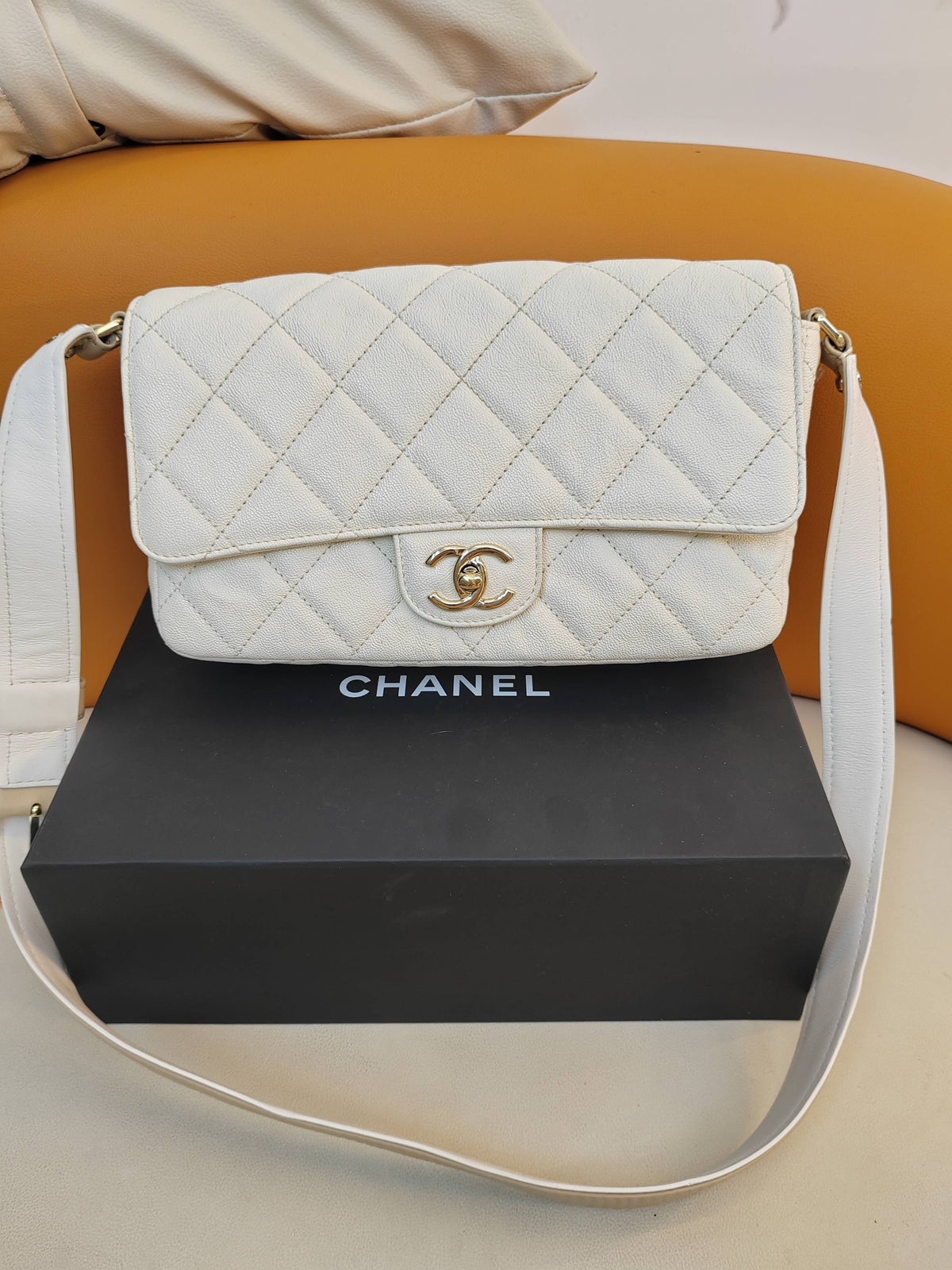 Chanel - Classic Flap 30 - Leather - White - (large)