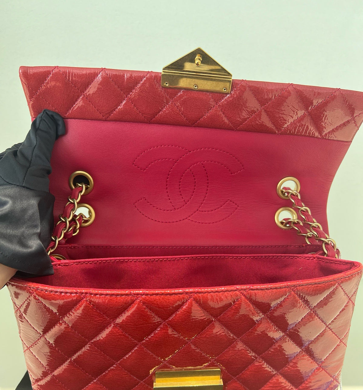 Chanel - Classic Flap Accordion - Patent leather - Red - (medium)