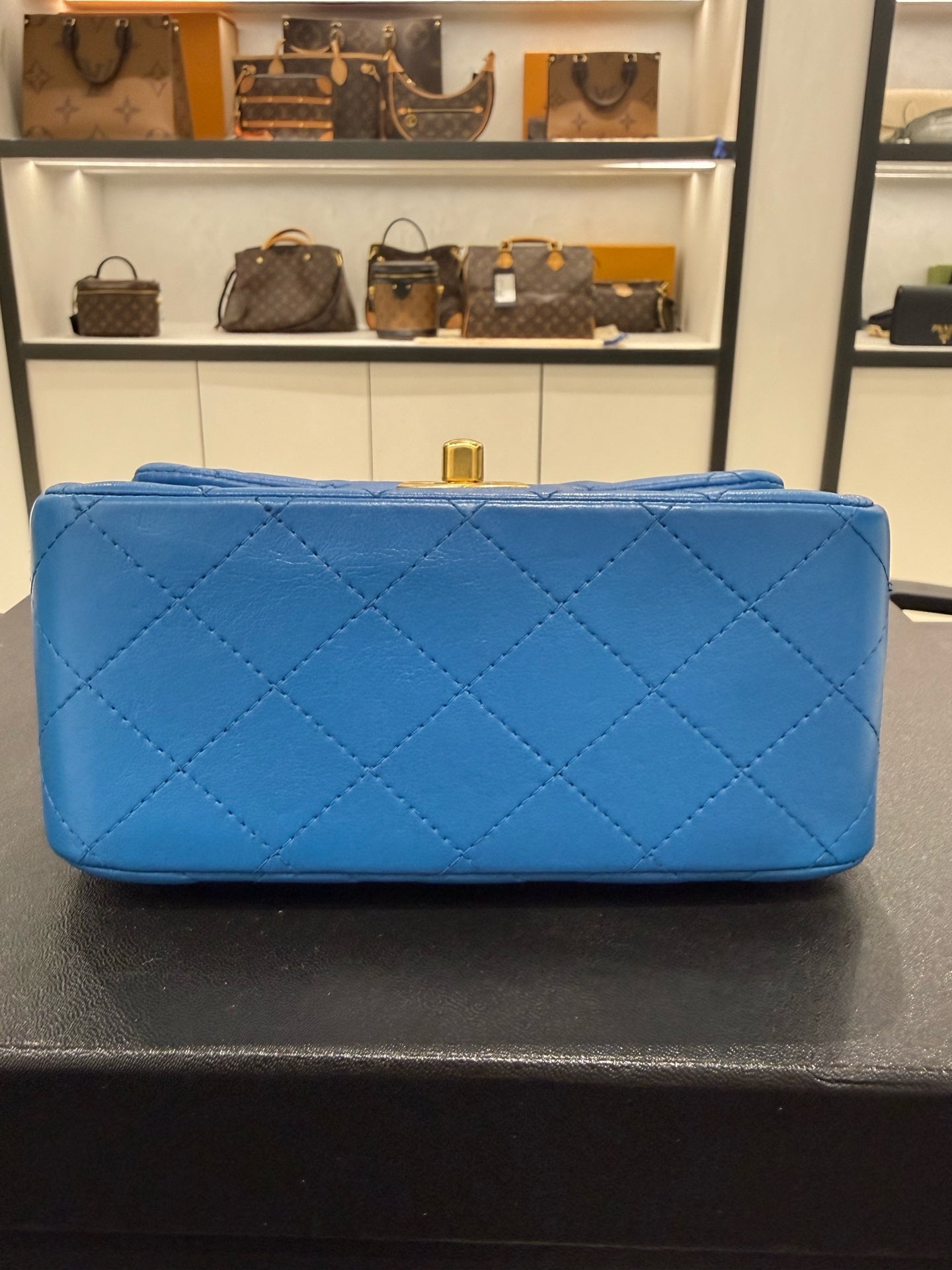 Chanel - Classic Flap Bag Mini with Gold Ball - Lambskin leather - Blue - (mini)