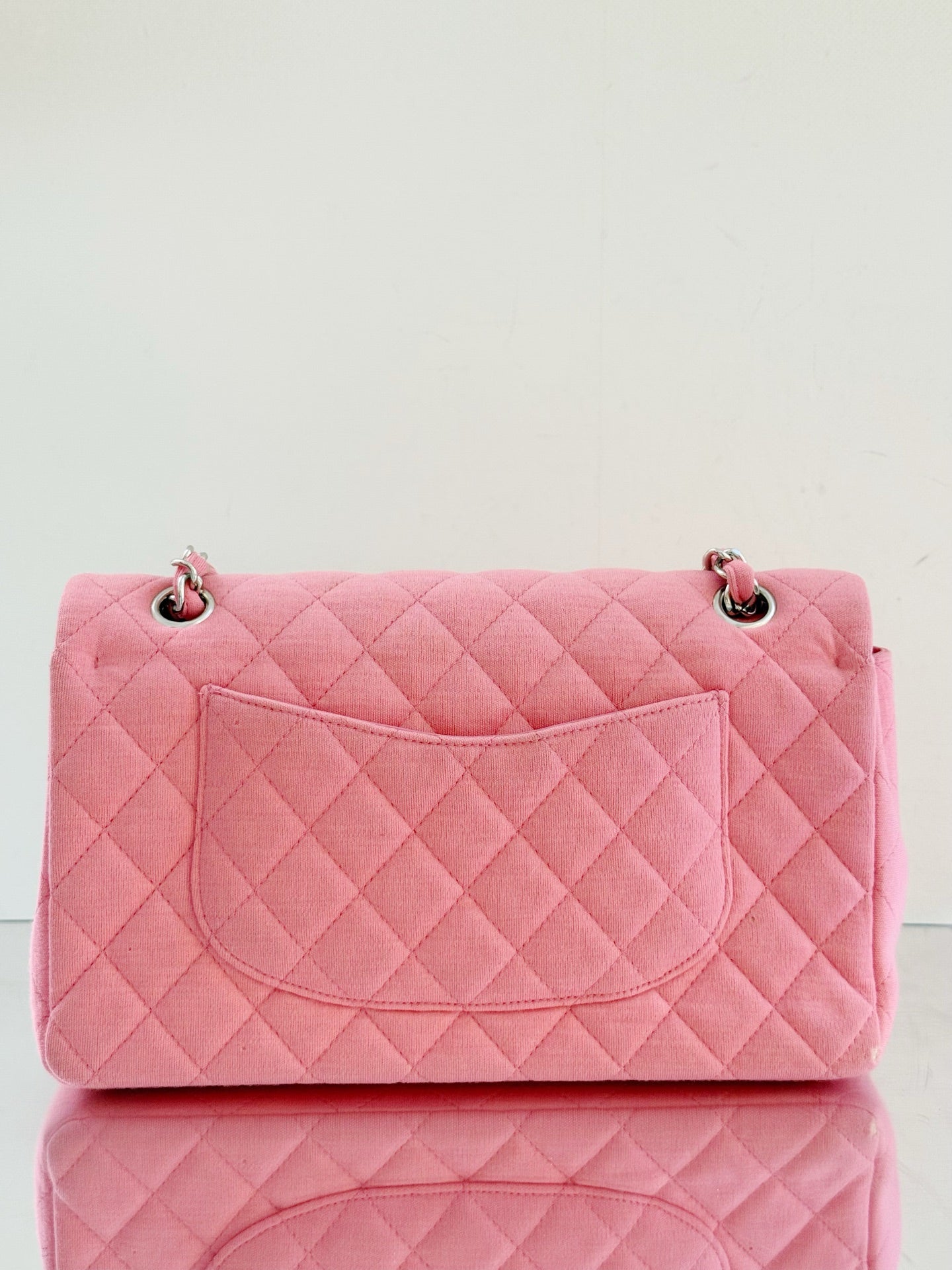 Chanel - Classic Flap - Canvas knit - Pink with Silver-Tone Hardware - (Medium)