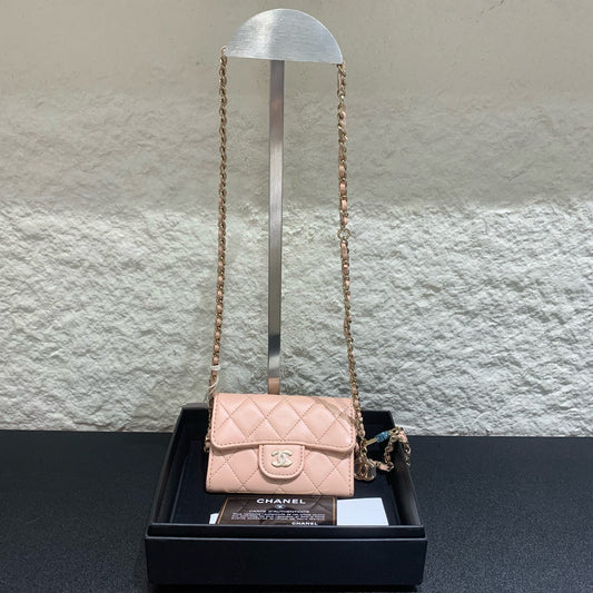 Chanel - Classic Flap Card Holder - Leather - Pink - (mini)