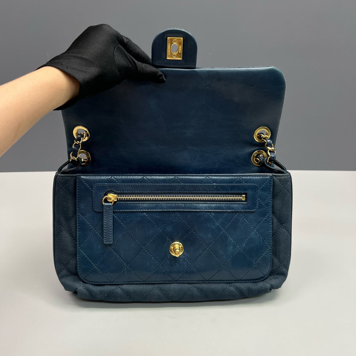 Chanel - Classic Flap - Denim - Jeans - Blue - (large)