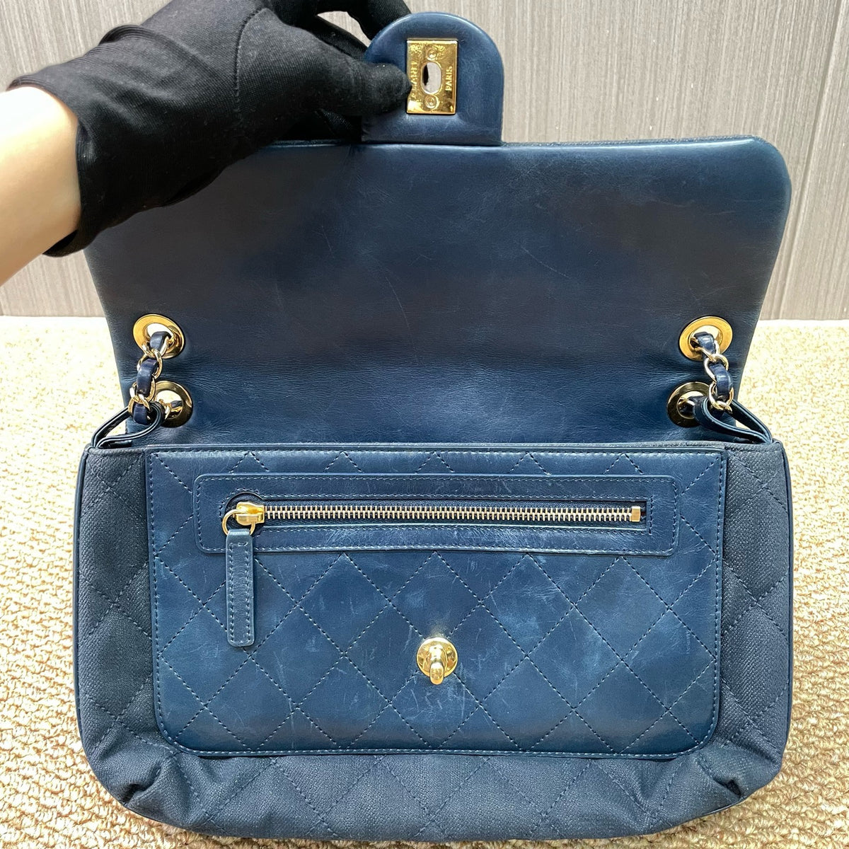 Chanel - Classic Flap - Denim - Jeans - Blue - (large)