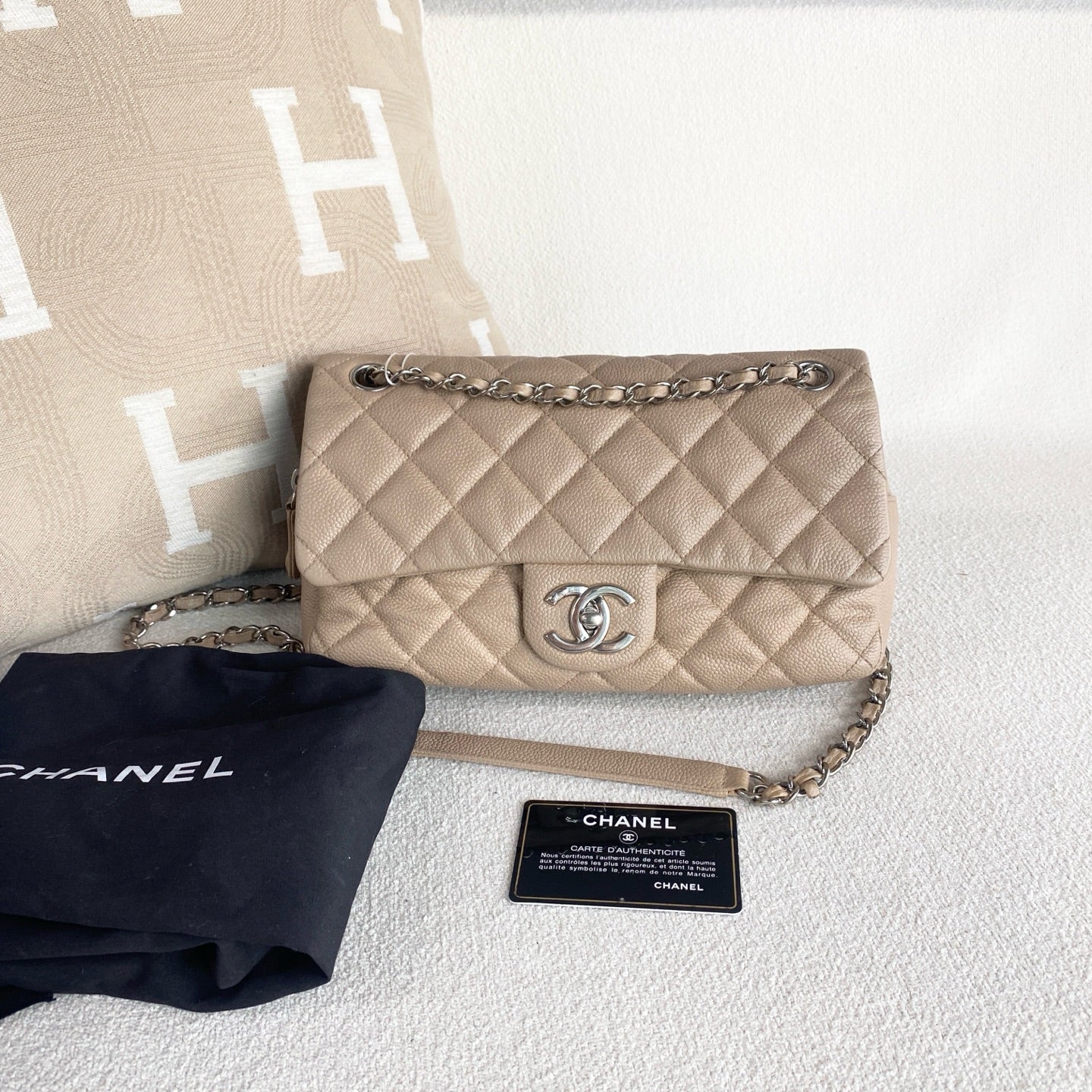 Chanel - Classic Flap Easy - Leather - Beige - (mini)