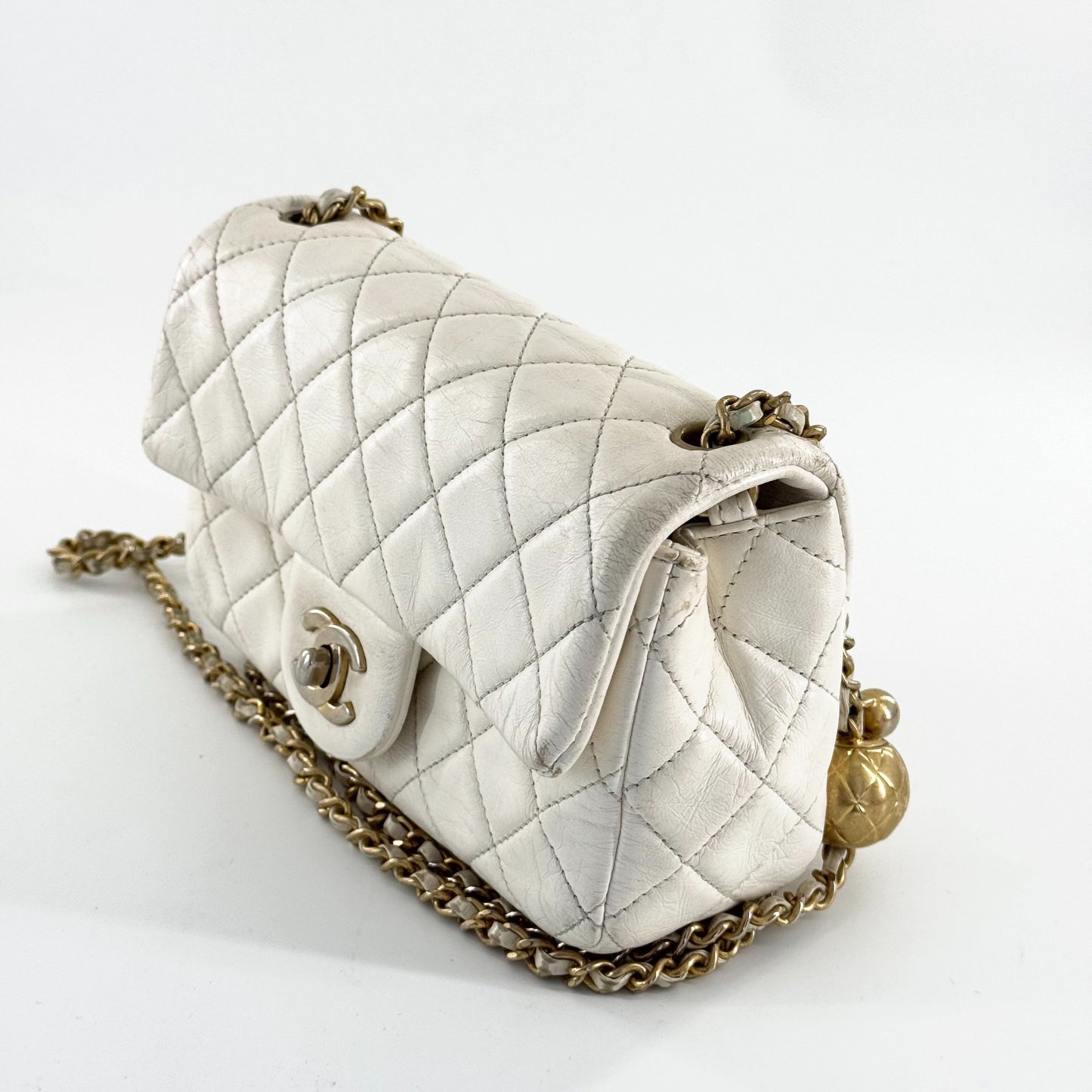 Chanel - Classic Flap Gold Ball Mini - Lambskin leather - White - (mini)
