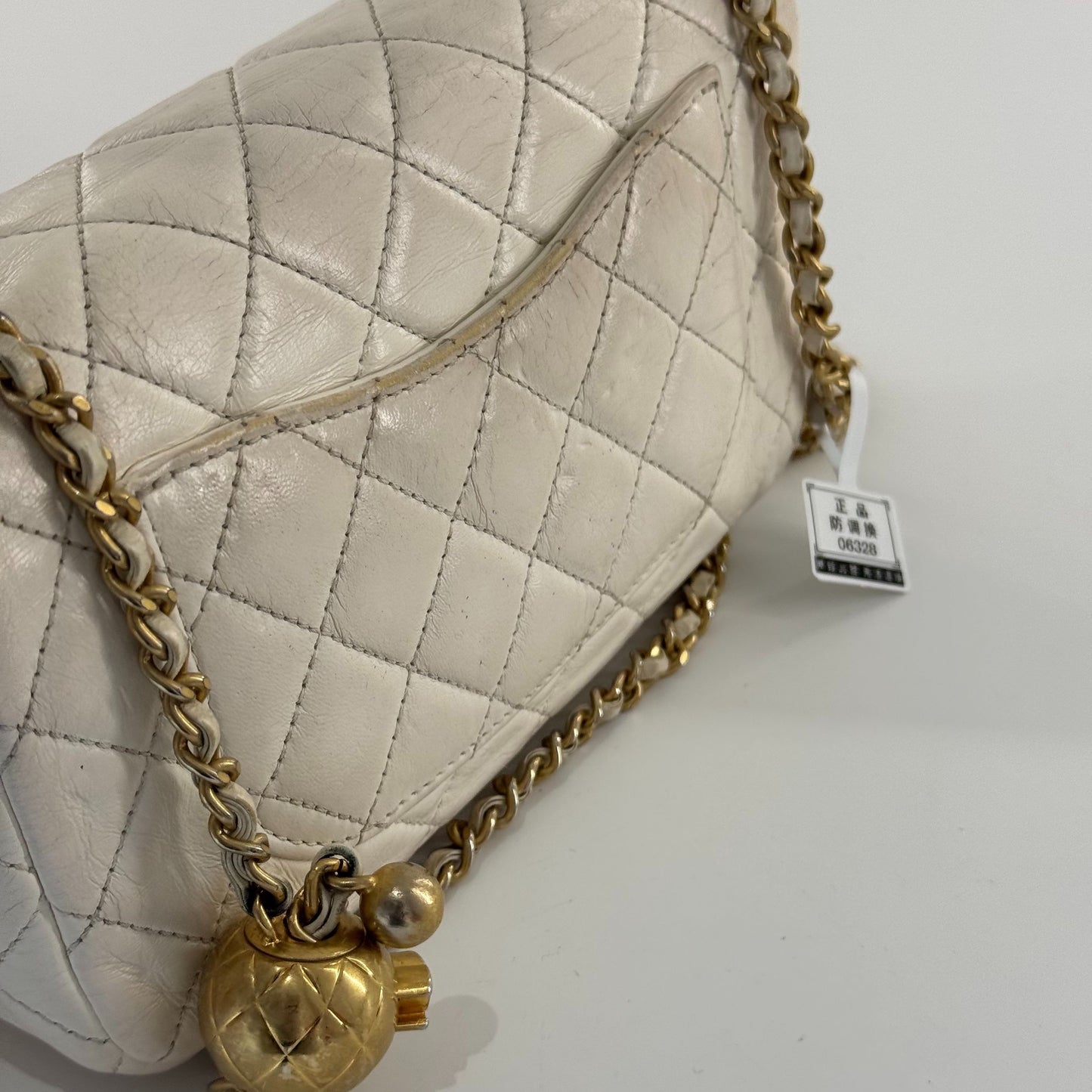 Chanel - Classic Flap Gold Ball Mini - Lambskin leather - White - (mini)