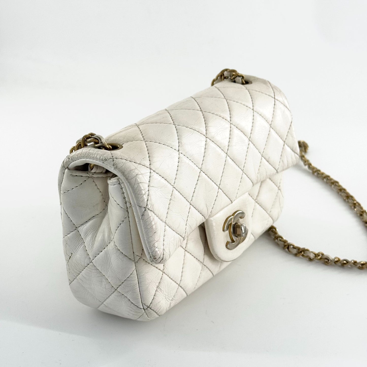 Chanel - Classic Flap Gold Ball Mini - Lambskin leather - White - (mini)