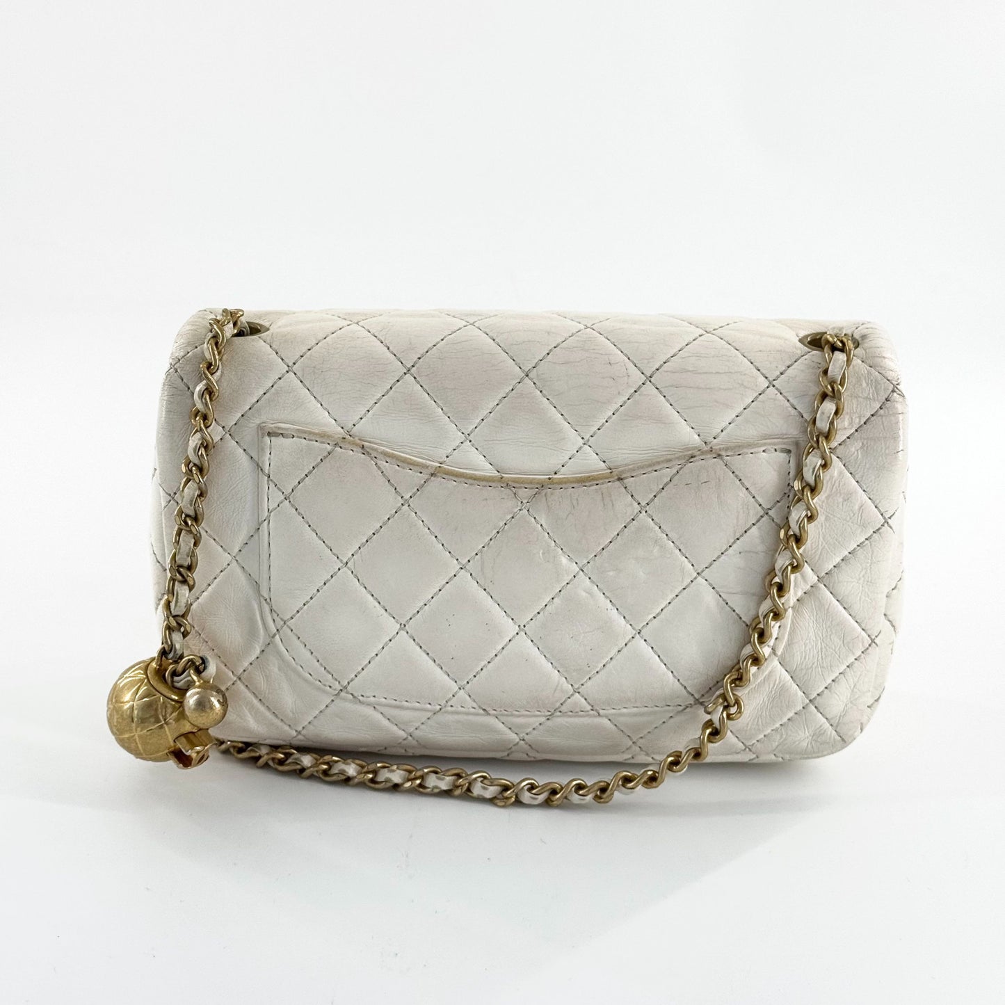 Chanel - Classic Flap Gold Ball Mini - Lambskin leather - White - (mini)