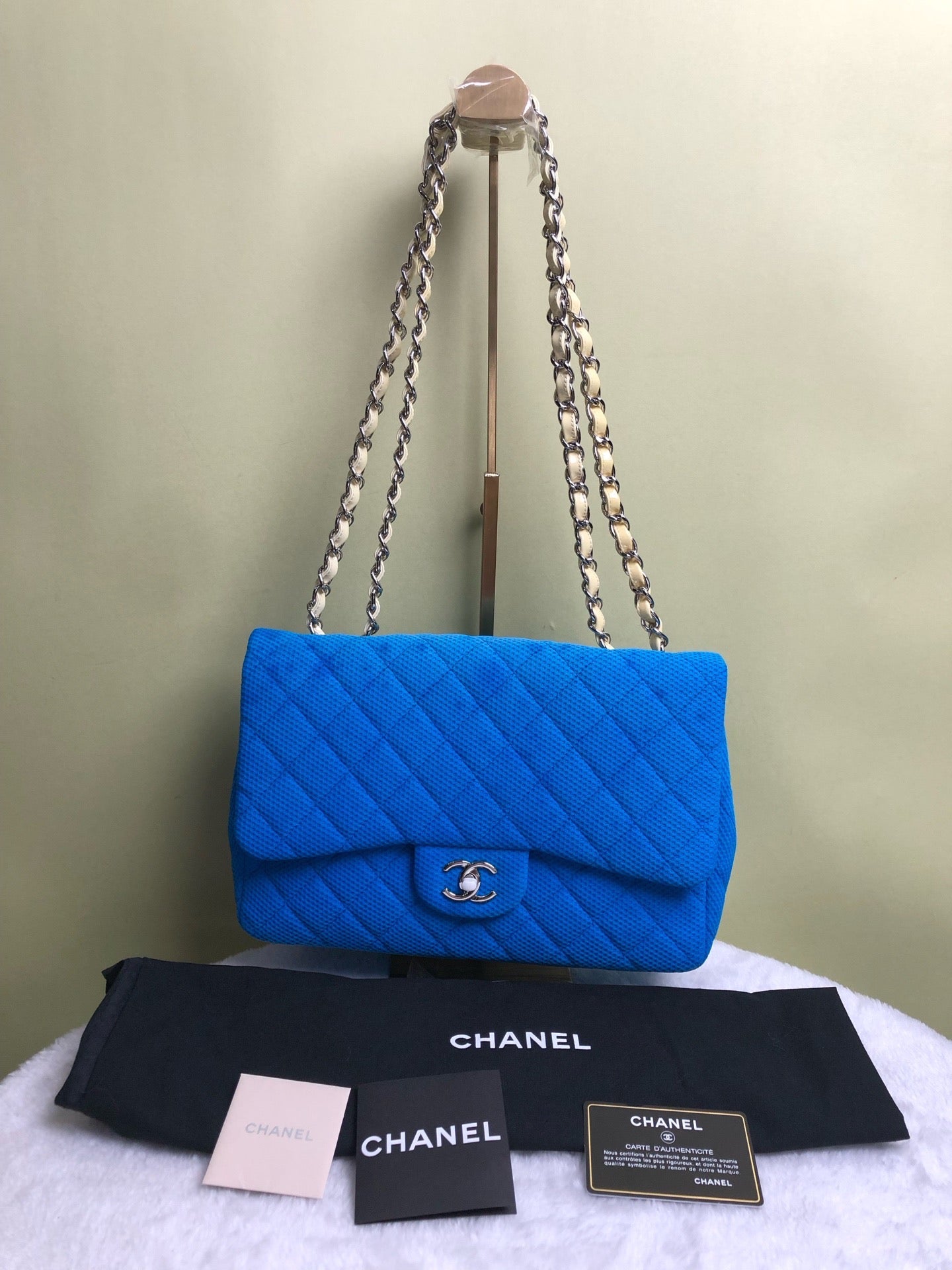 Chanel - Classic Flap Jumbo - Fabric - Blue - (large)