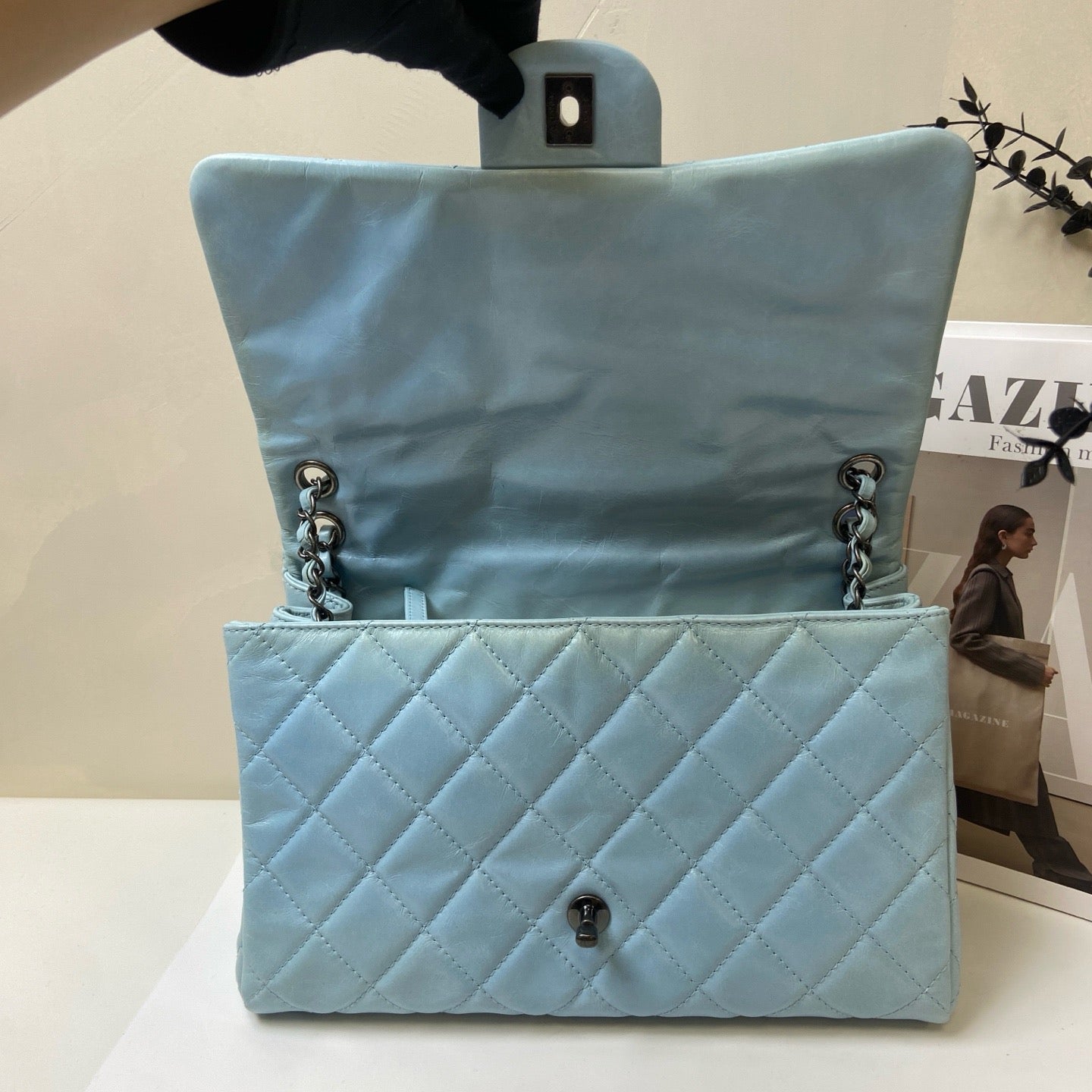 Chanel - Classic Flap Jumbo - Leather - Blue - (large)