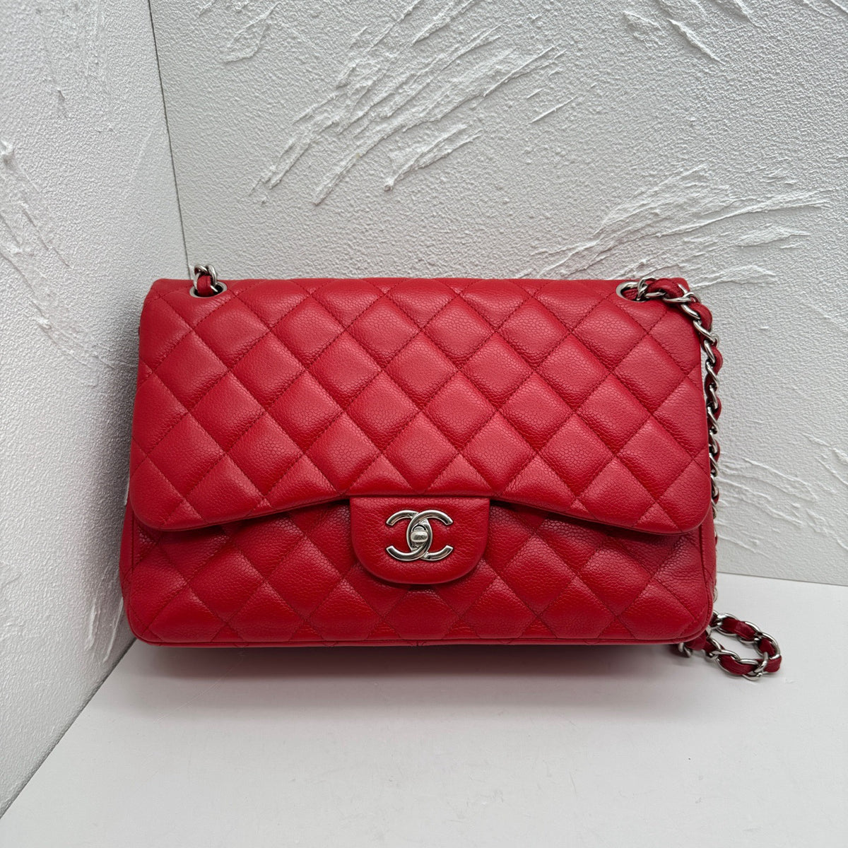 Chanel - Classic Flap Jumbo - Leather - Red - (large)