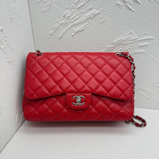 Chanel - Classic Flap Jumbo - Leather - Red - (large)