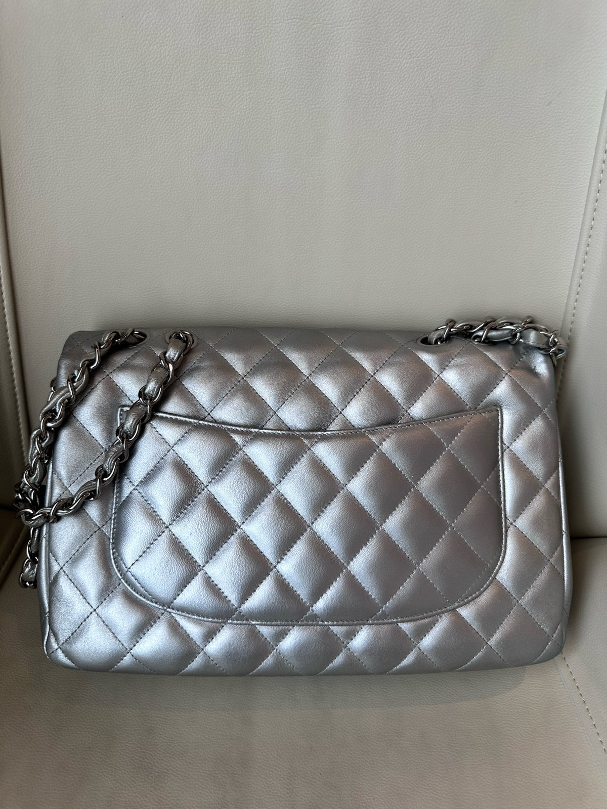 Chanel - Classic Flap Jumbo - Leather - Silver - (large)