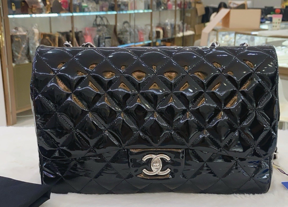 Chanel - Classic Flap Jumbo - Patent leather - Black - (extra-large)