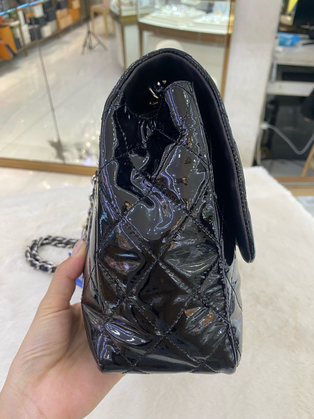 Chanel - Classic Flap Jumbo - Patent leather - Black - (extra-large)