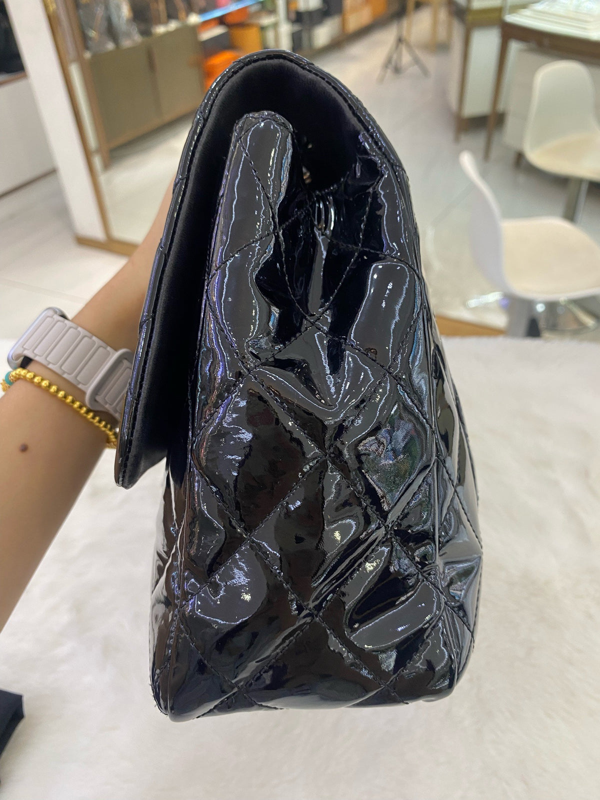 Chanel - Classic Flap Jumbo - Patent leather - Black - (extra-large)