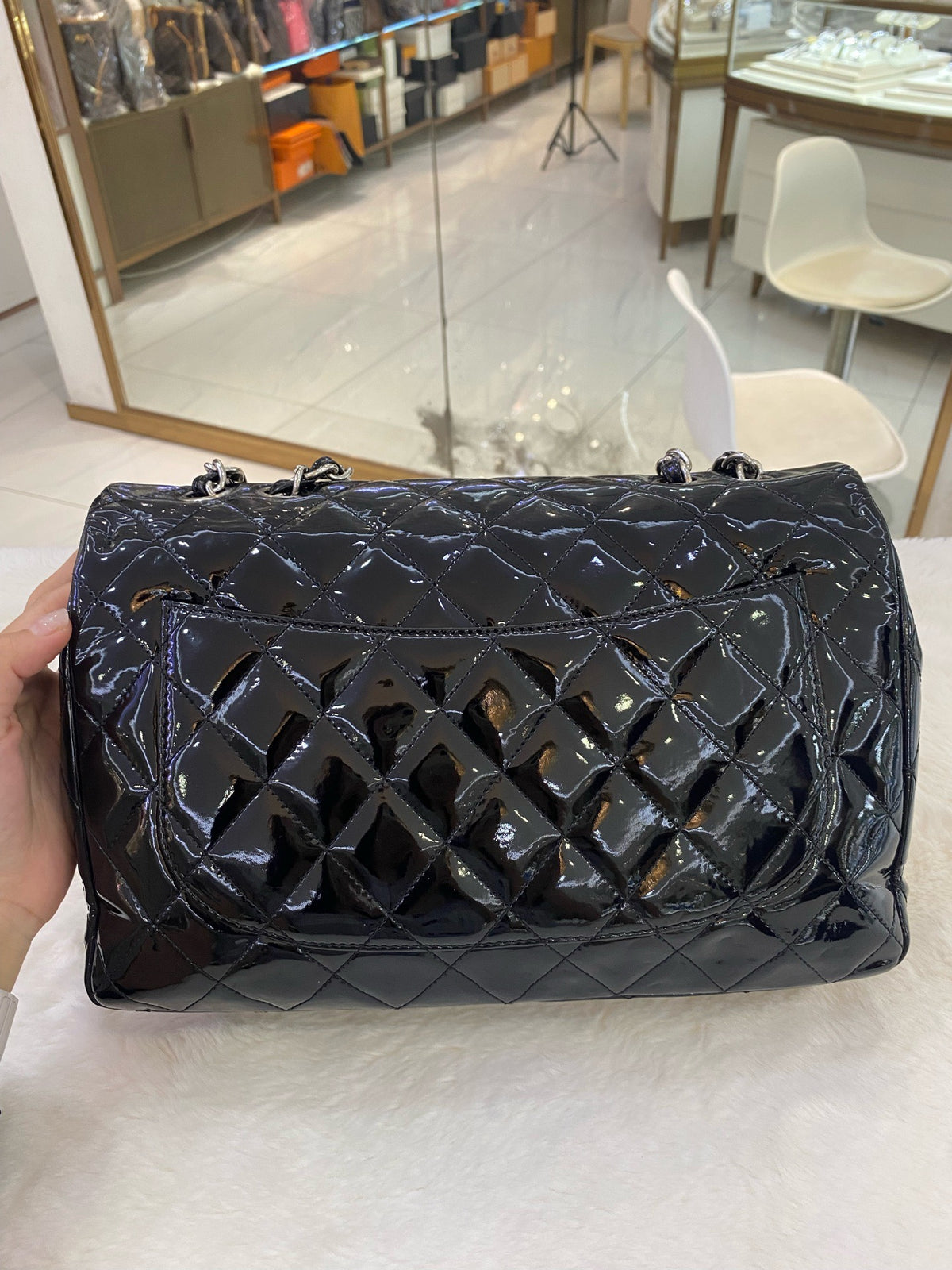 Chanel - Classic Flap Jumbo - Patent leather - Black - (extra-large)