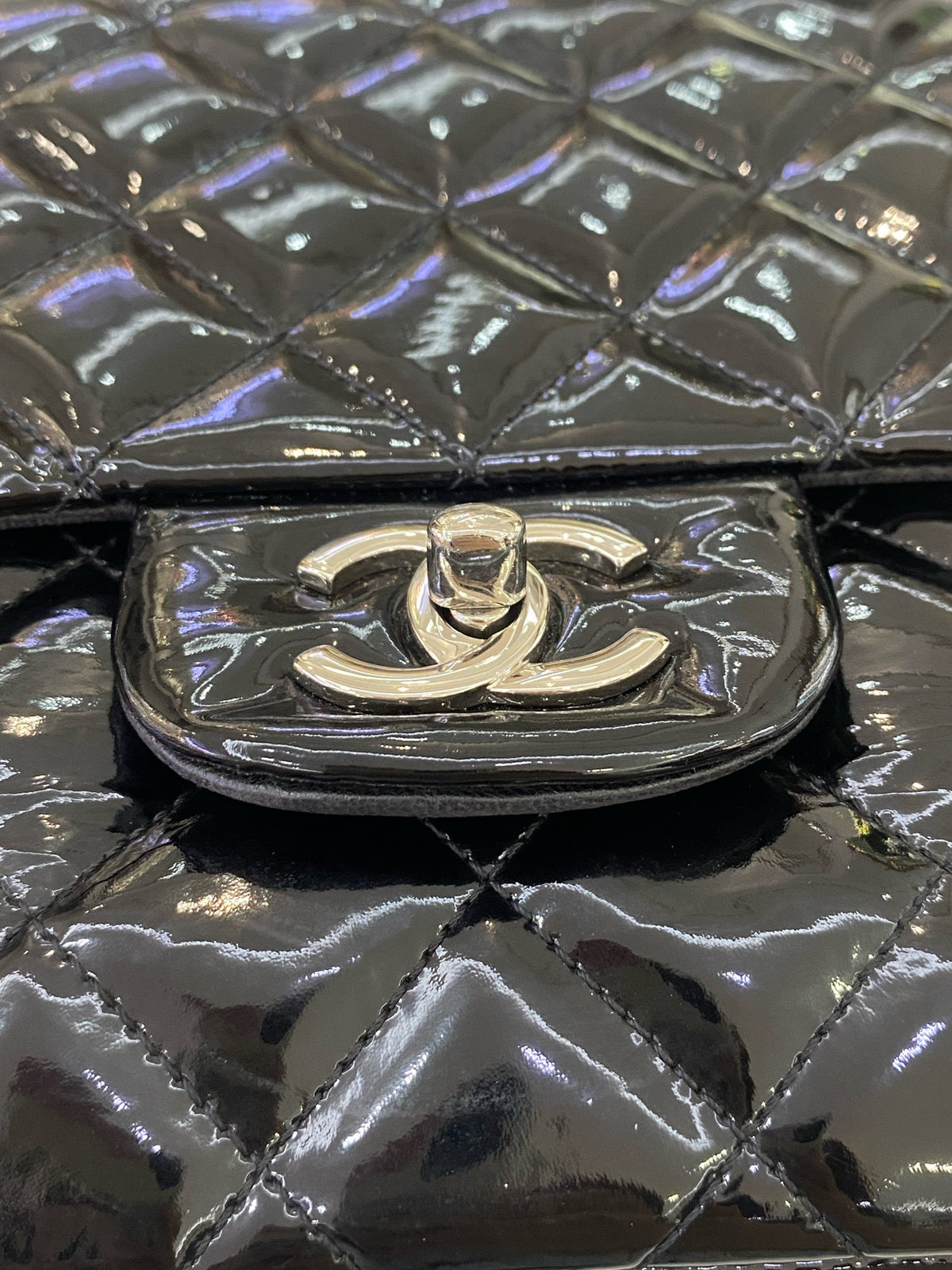 Chanel - Classic Flap Jumbo - Patent leather - Black - (extra-large)