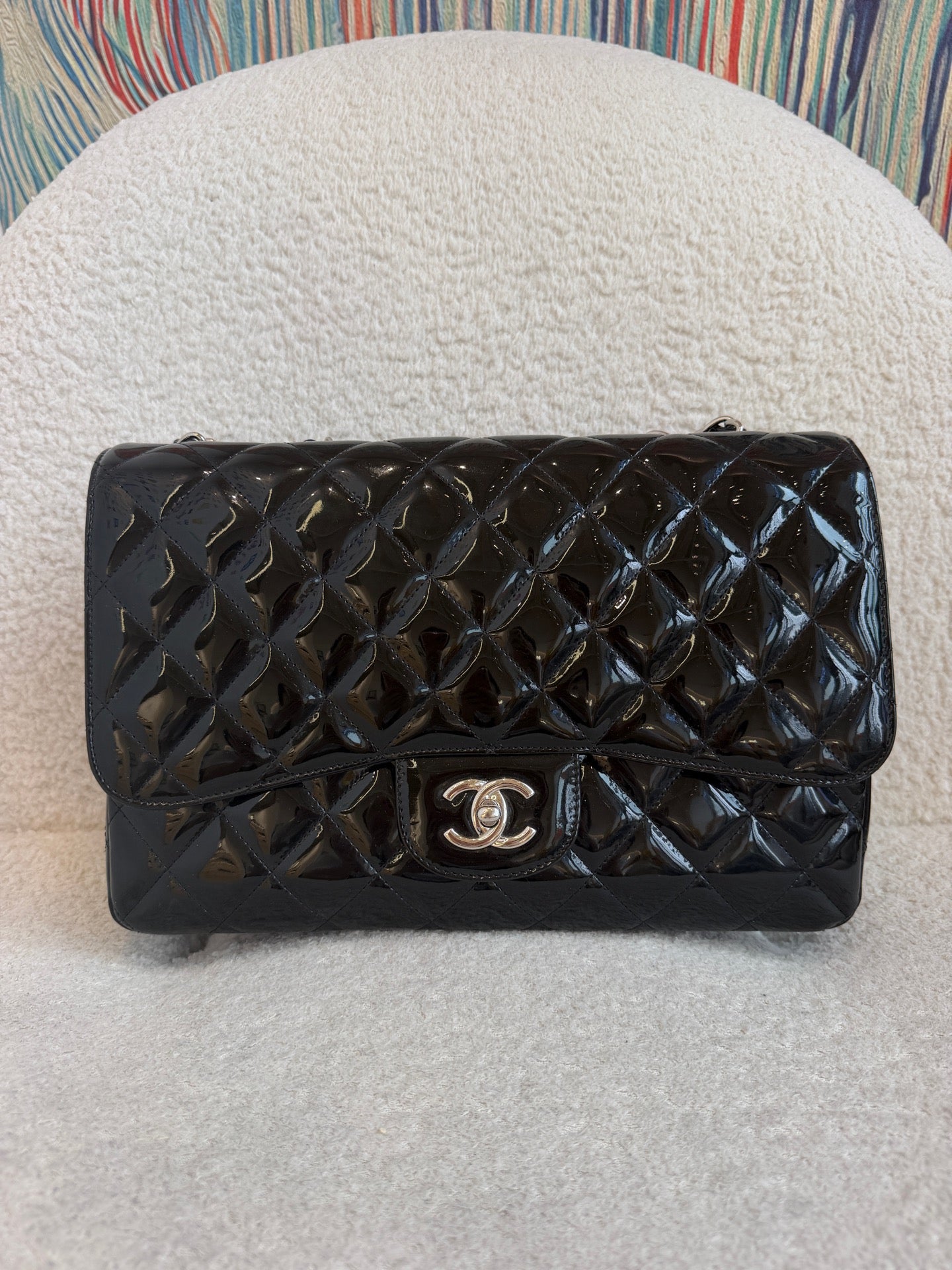 Chanel - Classic Flap Jumbo - Patent leather - Black - (Jumbo)