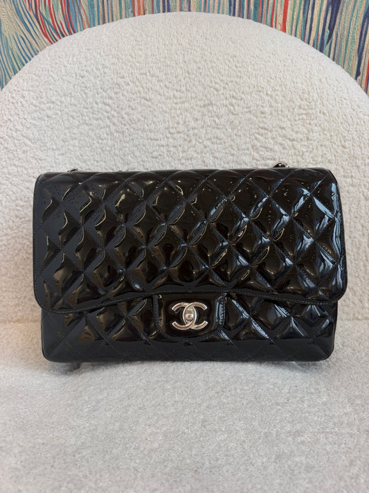 Chanel - Classic Flap Jumbo - Patent leather - Black - (Jumbo)