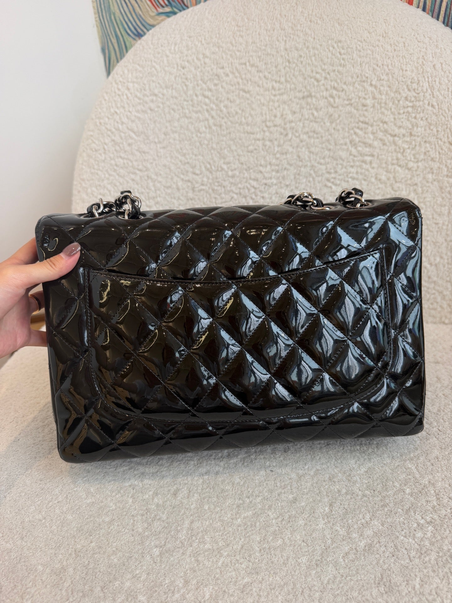 Chanel - Classic Flap Jumbo - Patent leather - Black - (Jumbo)