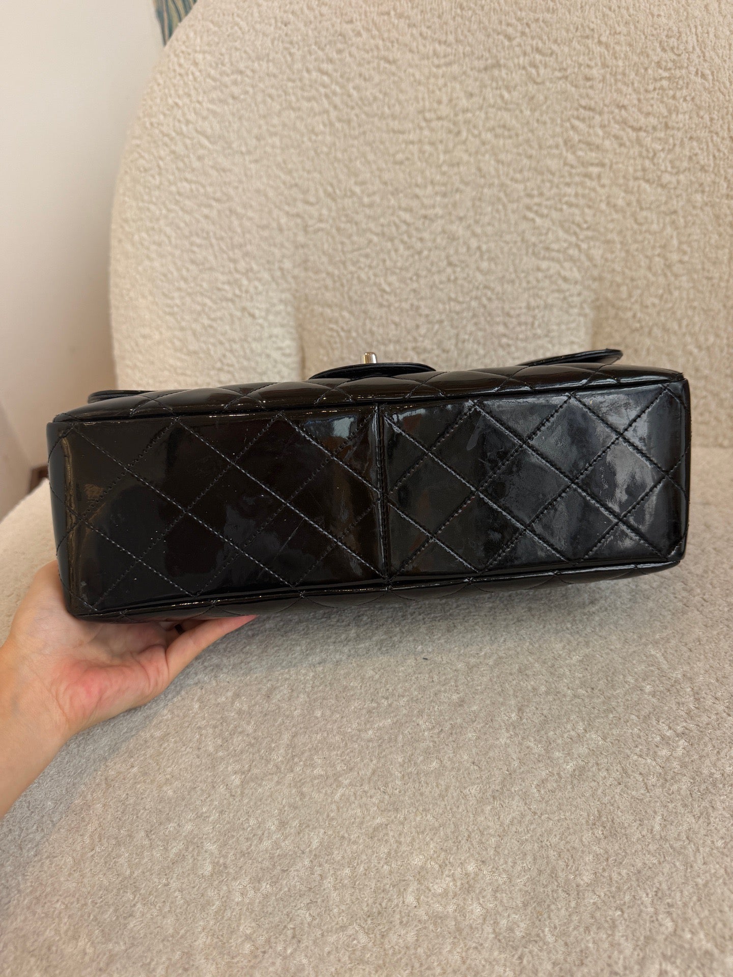 Chanel - Classic Flap Jumbo - Patent leather - Black - (Jumbo)