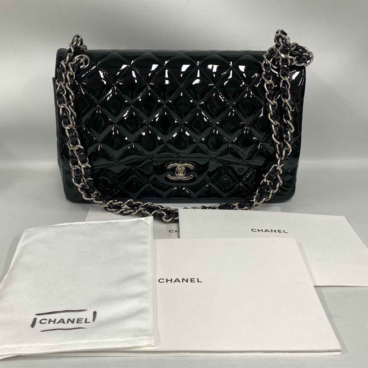 Chanel - Classic Flap Jumbo - Patent leather - Black - (Large)