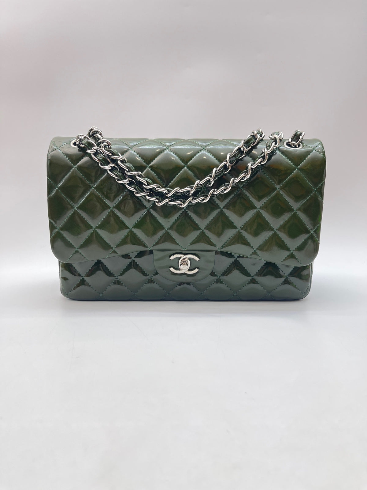 Chanel - Classic Flap Jumbo - Patent leather - Green - (Jumbo)