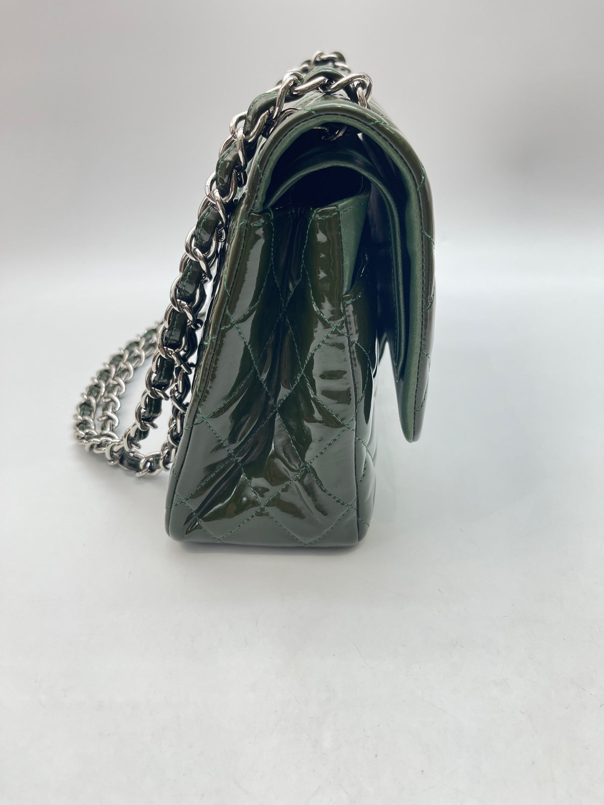 Chanel - Classic Flap Jumbo - Patent leather - Green - (Jumbo)