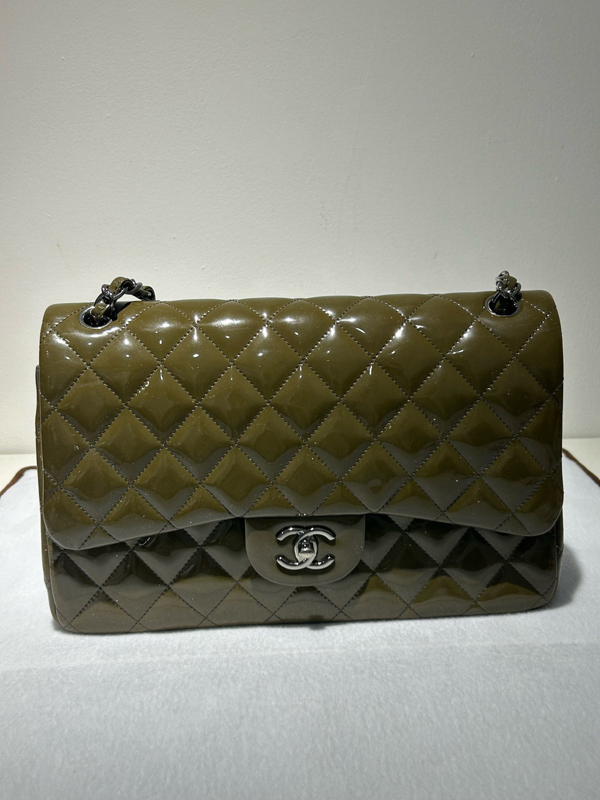Chanel - Classic Flap Jumbo - Patent leather - Green - (large)
