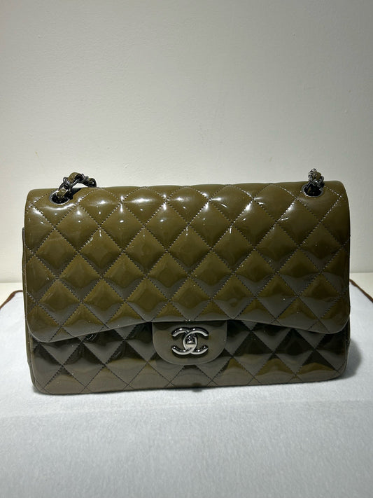 Chanel - Classic Flap Jumbo - Patent leather - Green - (large)