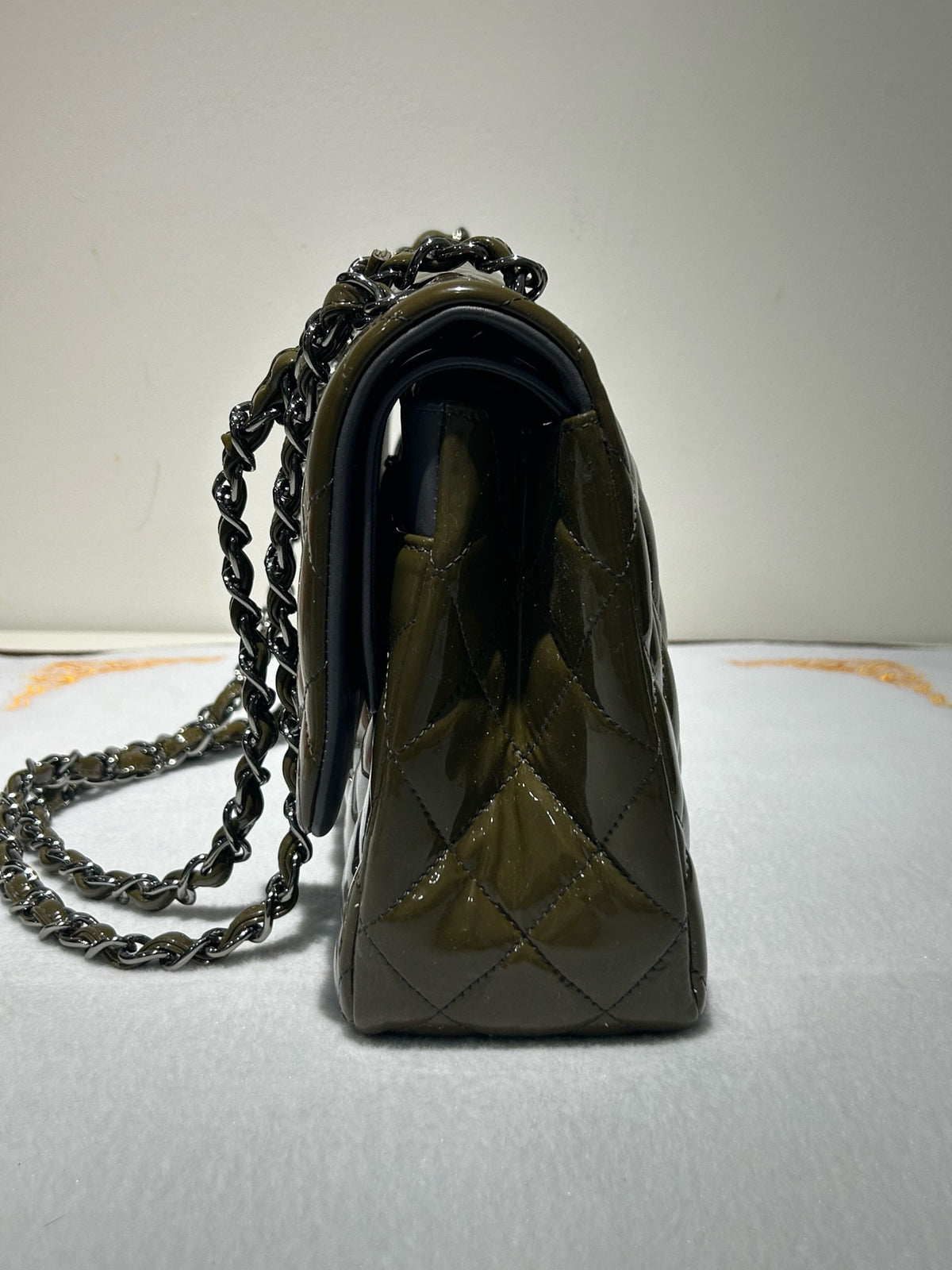 Chanel - Classic Flap Jumbo - Patent leather - Green - (large)