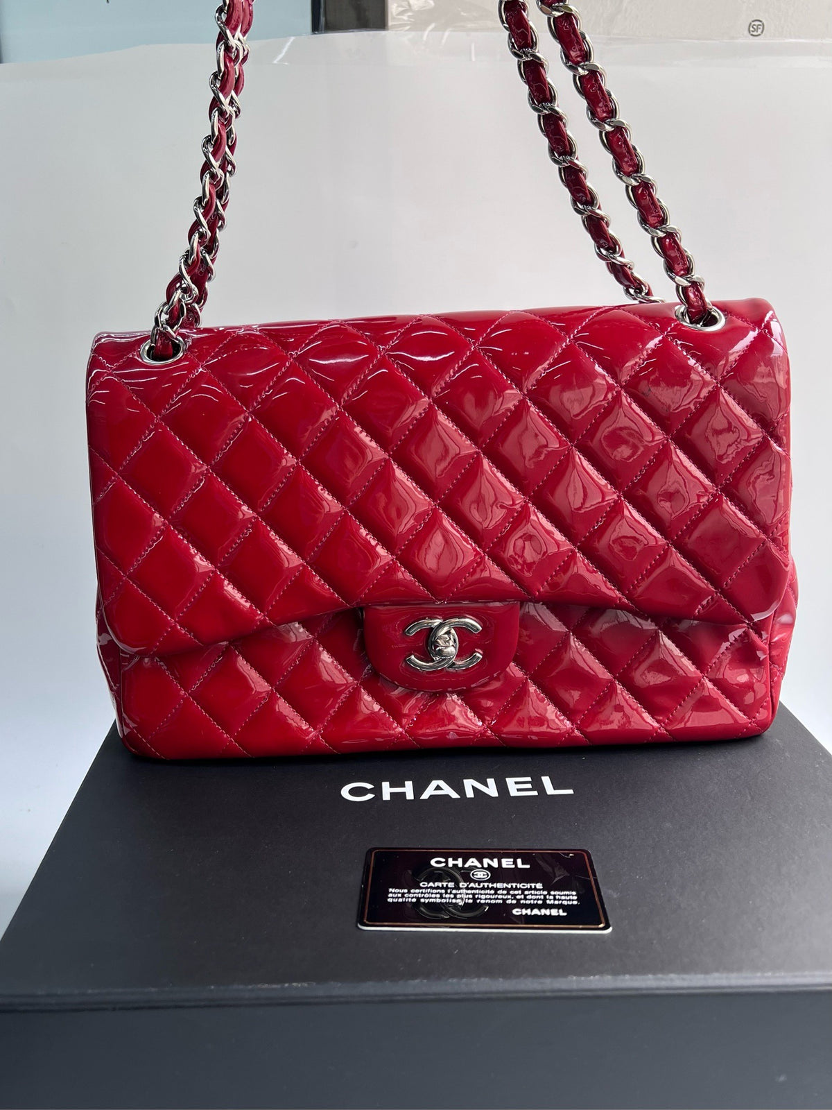 Chanel - Classic Flap Jumbo - Patent leather - Red - (large)