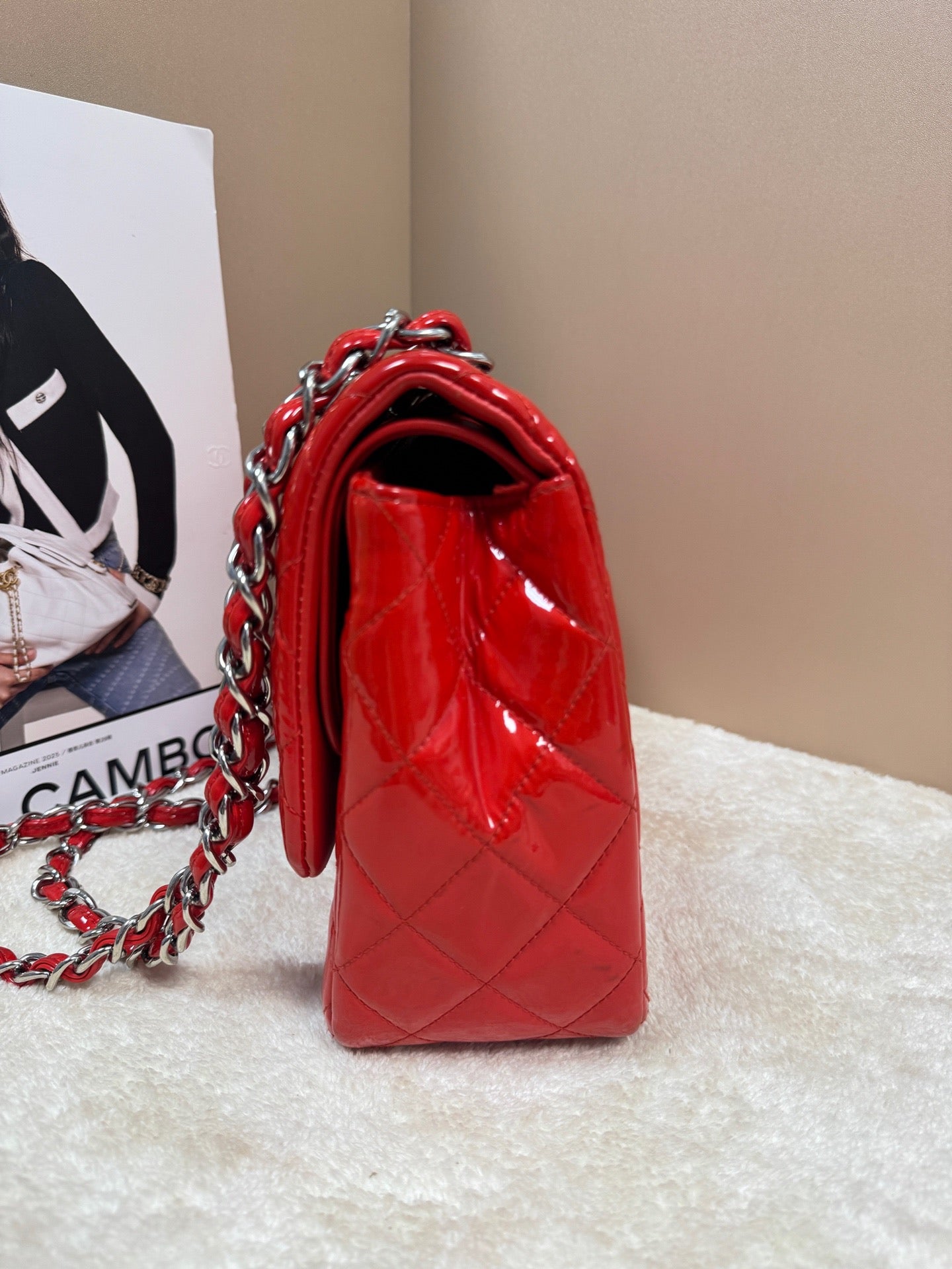 Chanel - Classic Flap Jumbo - Patent leather - Red - (large)