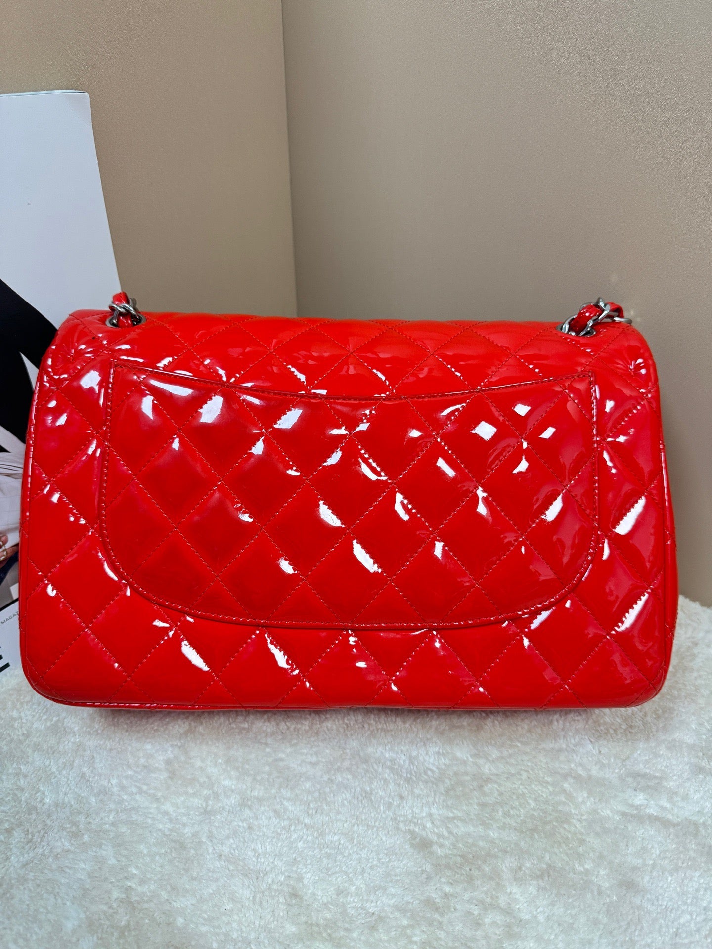 Chanel - Classic Flap Jumbo - Patent leather - Red - (large)