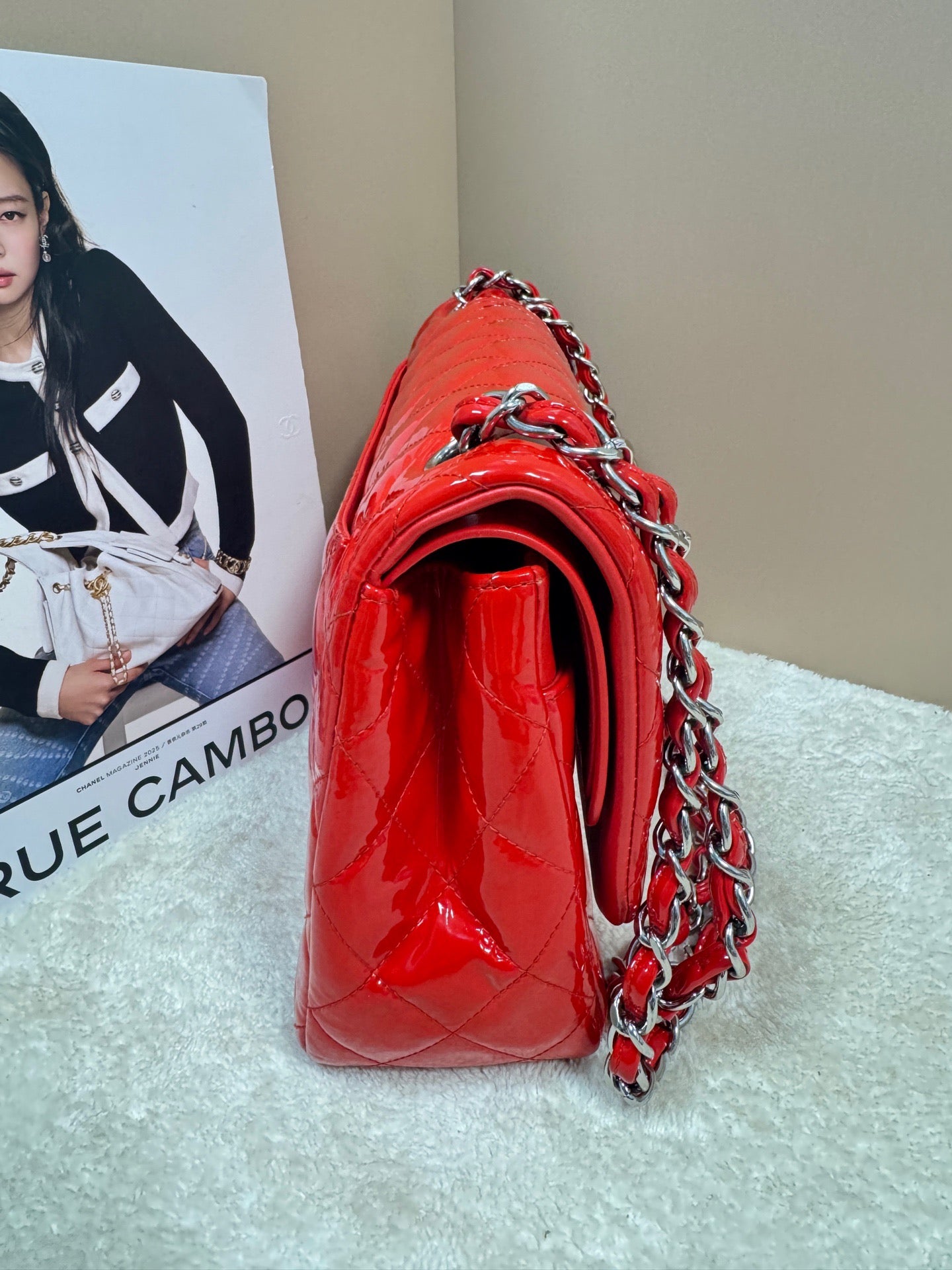 Chanel - Classic Flap Jumbo - Patent leather - Red - (large)