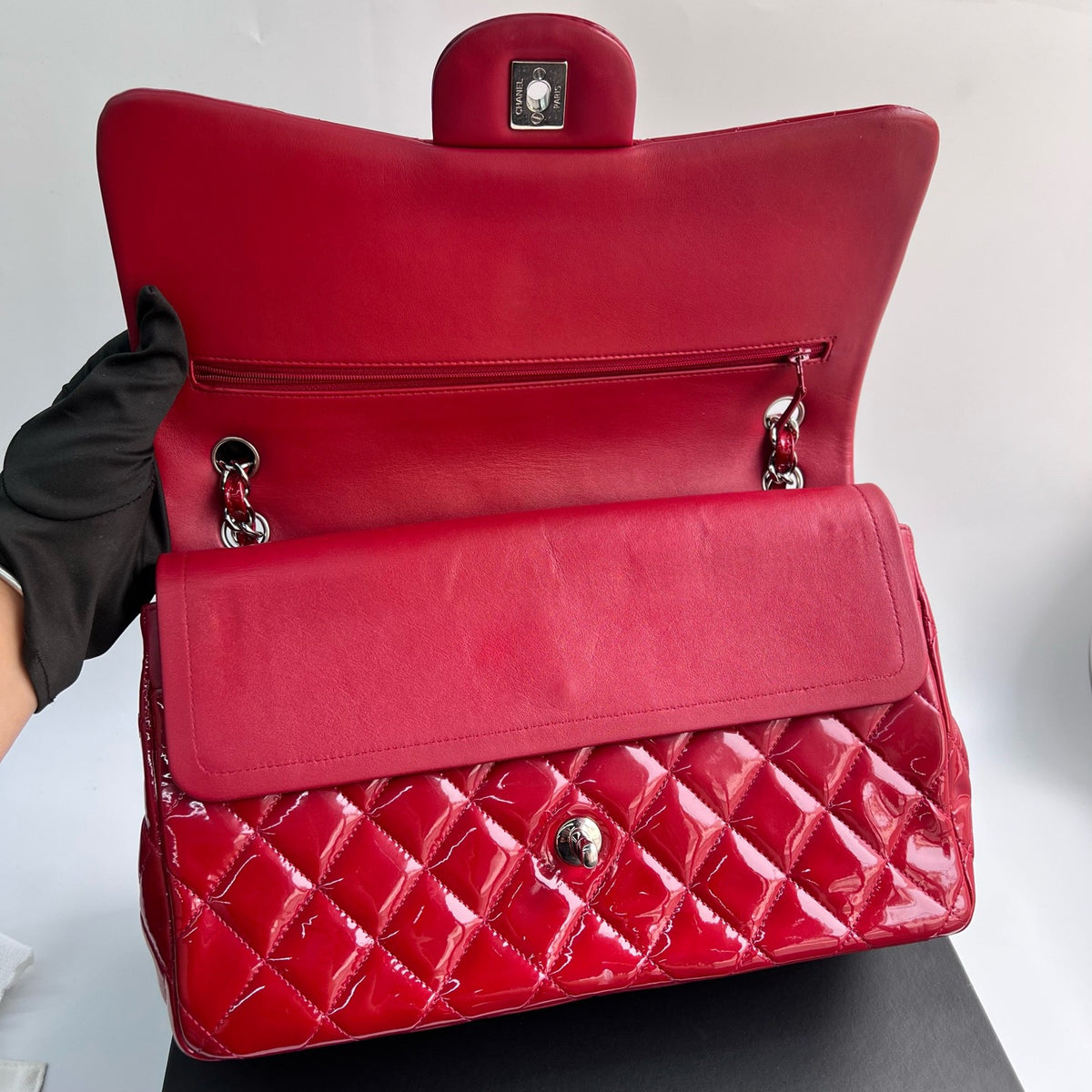 Chanel - Classic Flap Jumbo - Patent leather - Red - (large)