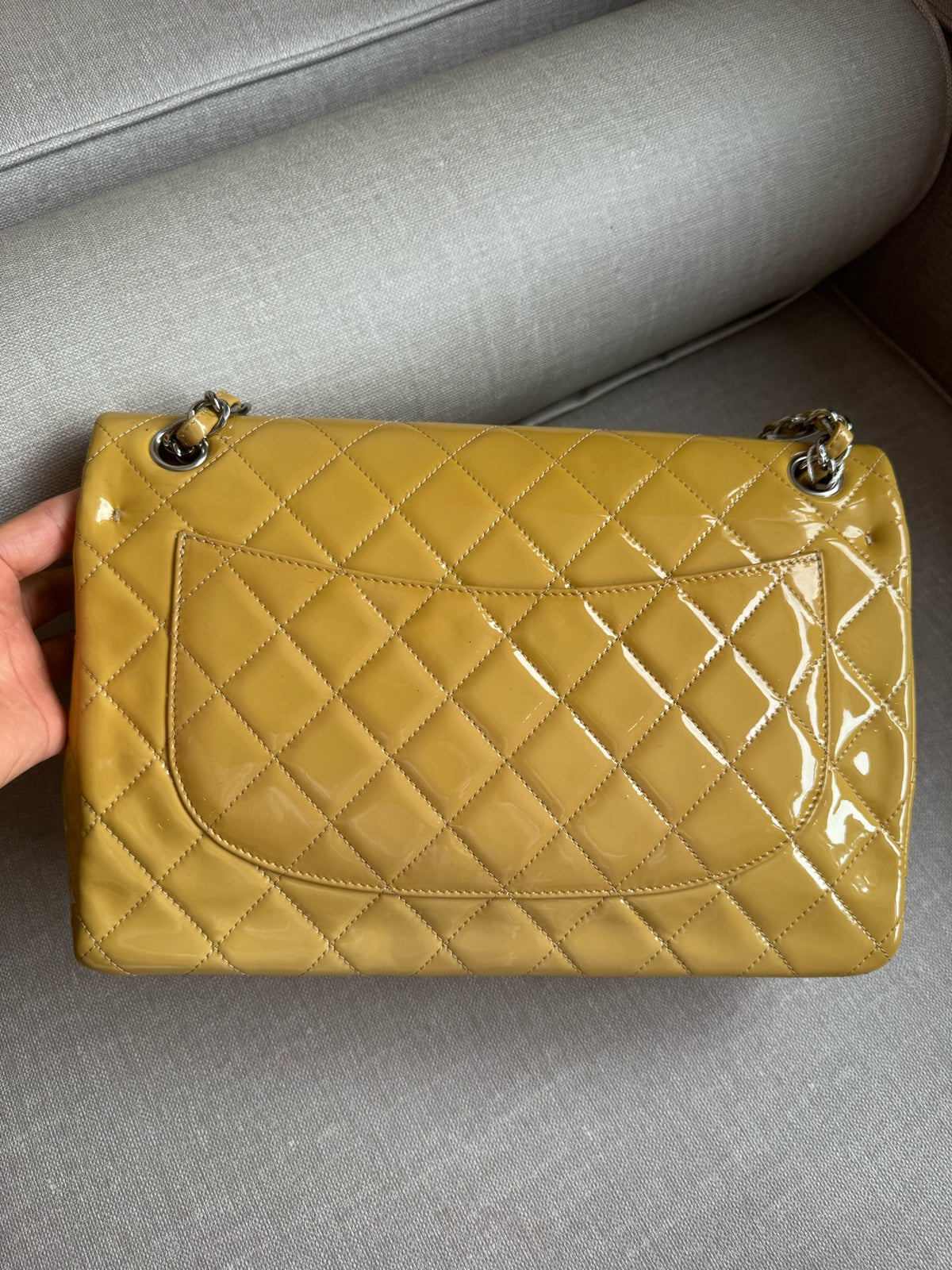 Chanel - Classic Flap Jumbo - Patent leather - Yellow - (large)
