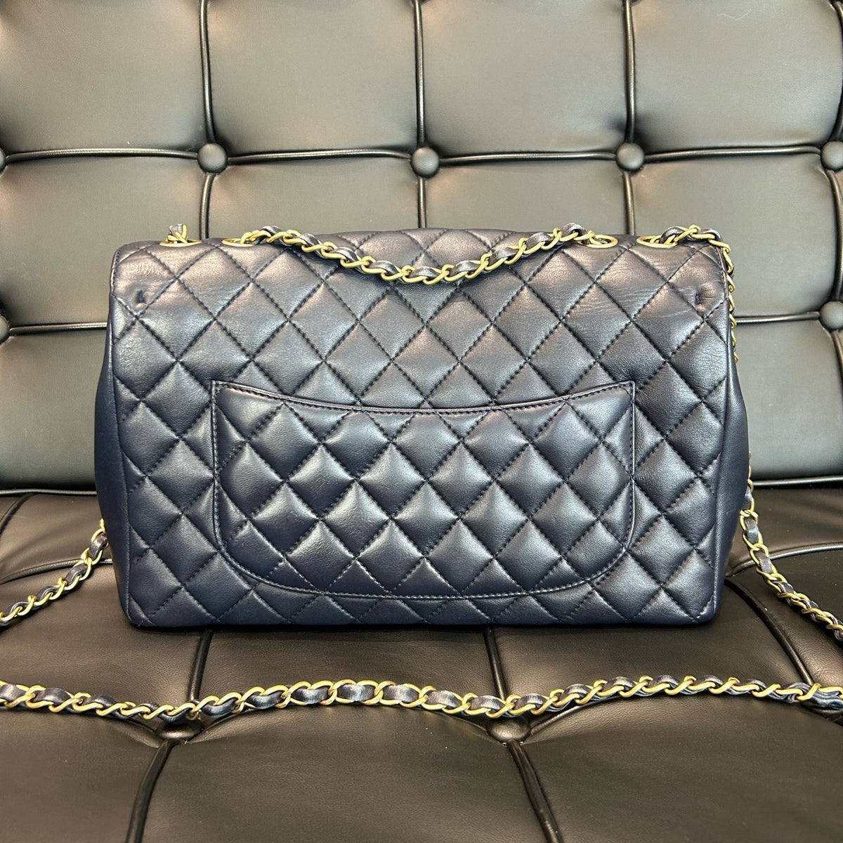 Chanel - Classic Flap Large - Leather - Navy - (large)