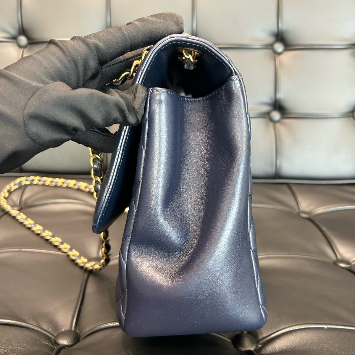 Chanel - Classic Flap Large - Leather - Navy - (large)