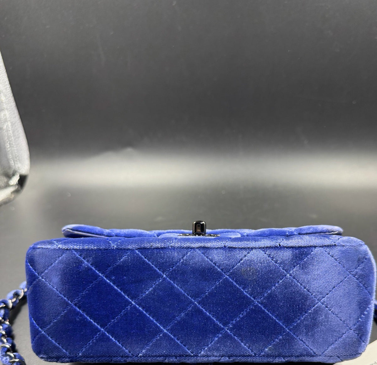 Chanel - Classic Flap Large Mini 20 - Velvet - Blue - (mini)