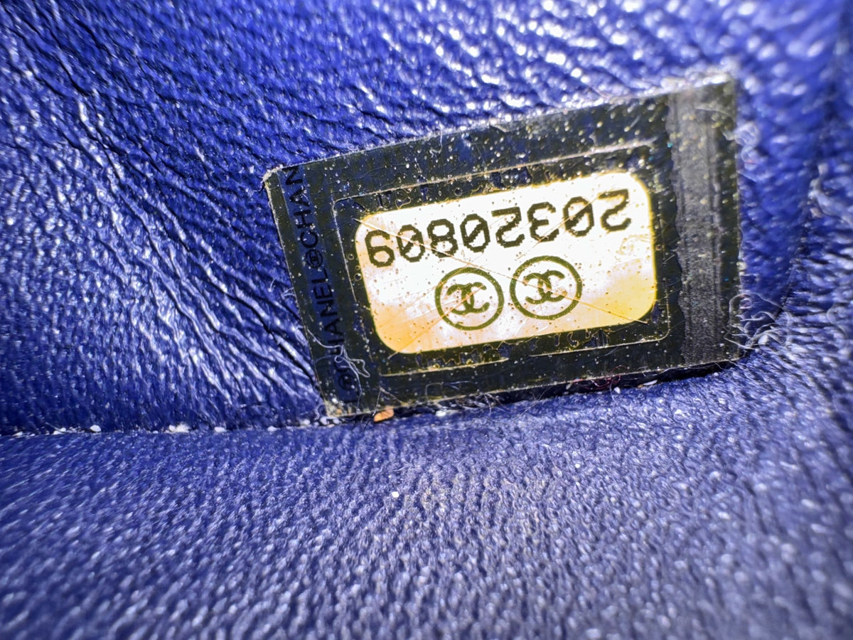 Chanel - Classic Flap Large Mini 20 - Velvet - Blue - (mini)