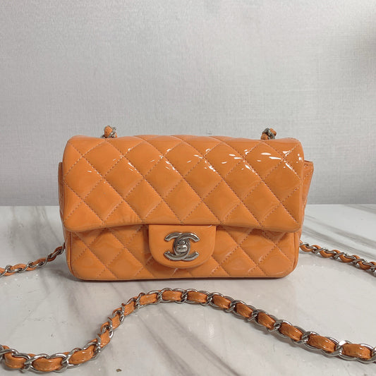 Chanel - Classic Flap Large Mini - Patent leather - Orange - (Mini)