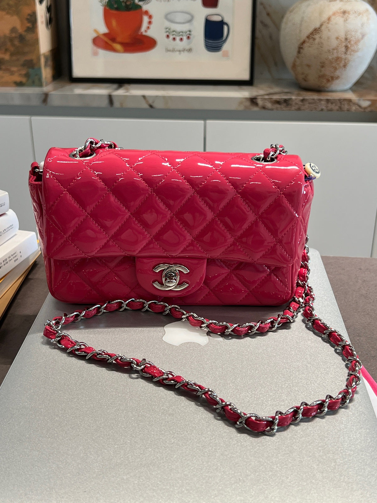 Chanel - Classic Flap Large Mini - Patent leather - Pink - (mini)